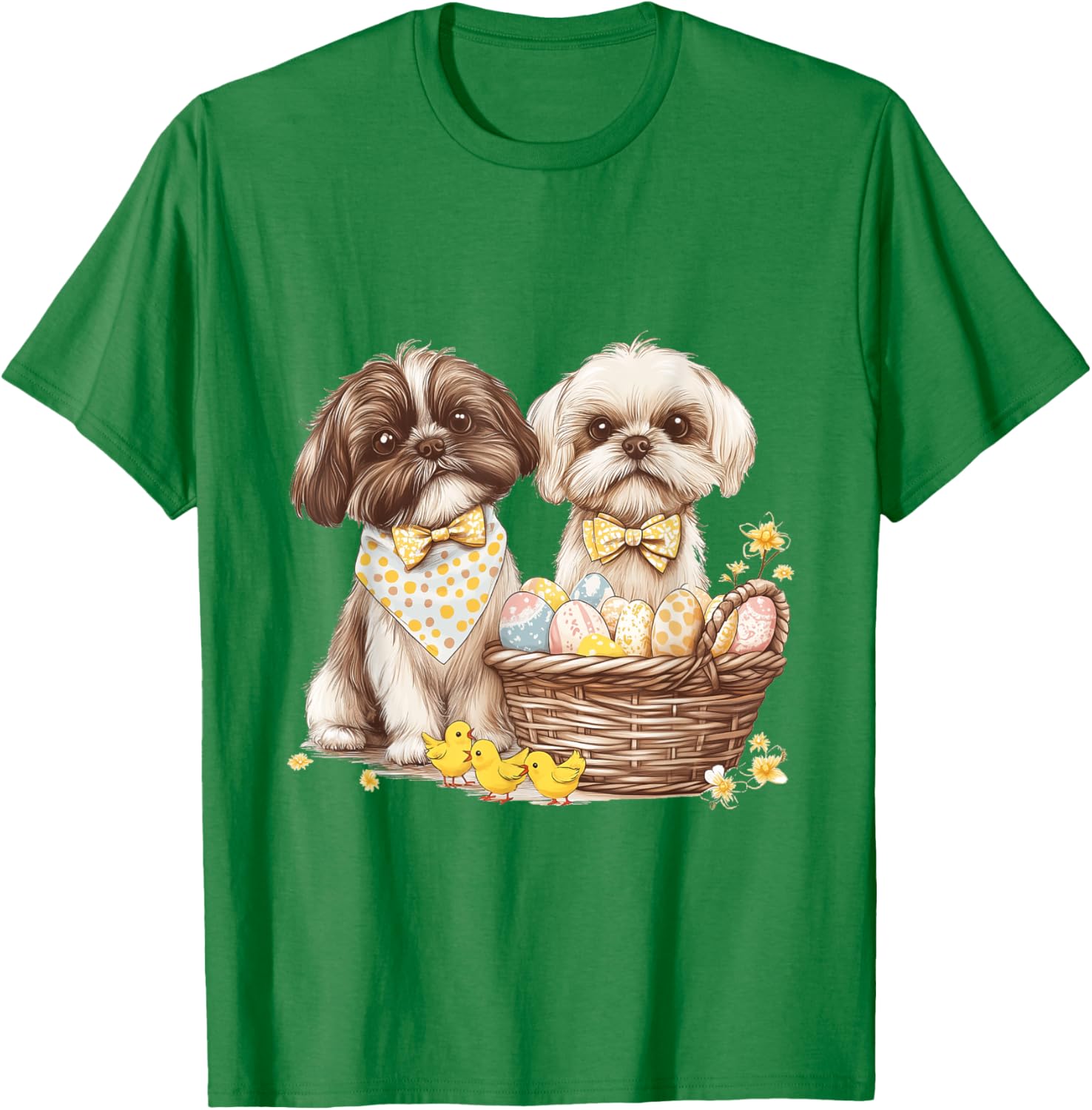 Happy Easter Shih Tzu Dog T-Shirt with Eggs and Chicks for Fun Celebrations - 6