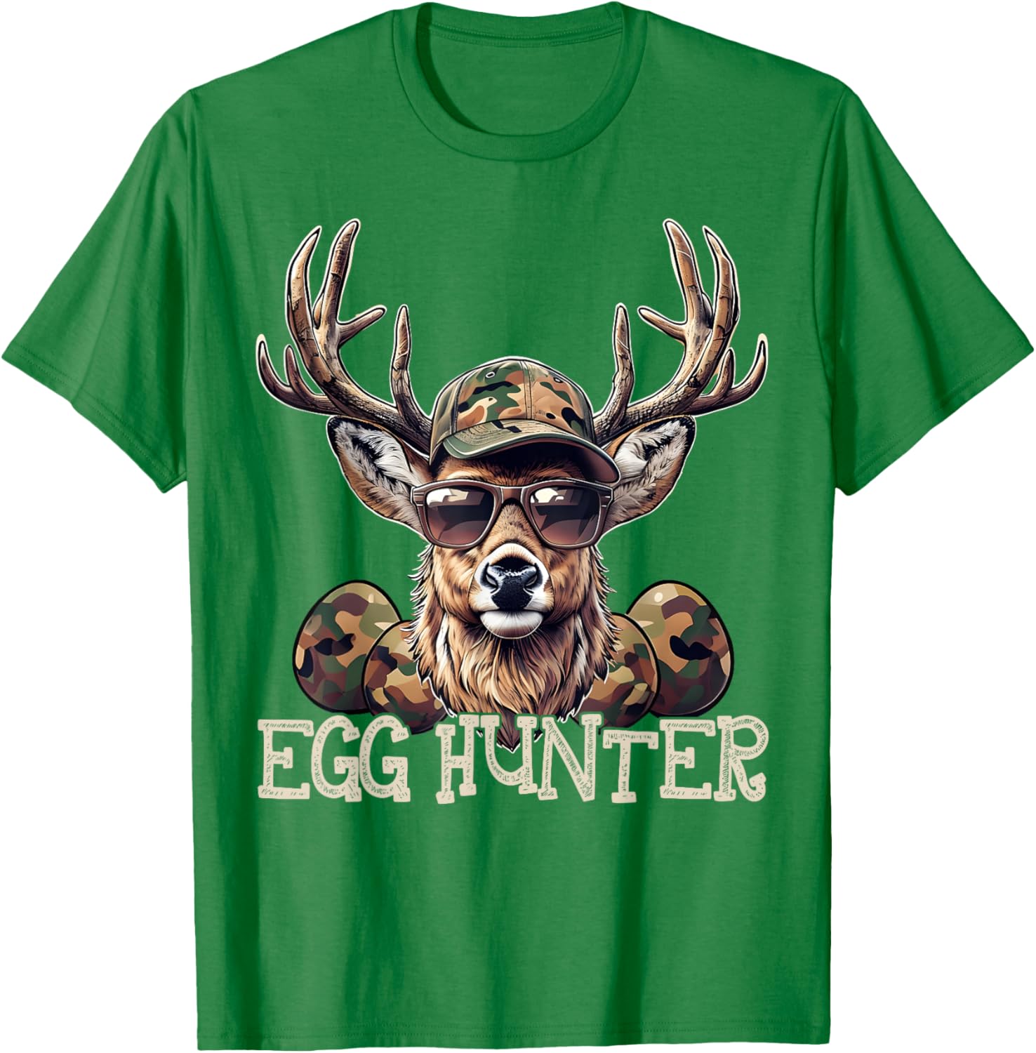 Egg Hunter Deer Camo Cap Boys T-Shirt Perfect for Easter and Hunting - 22