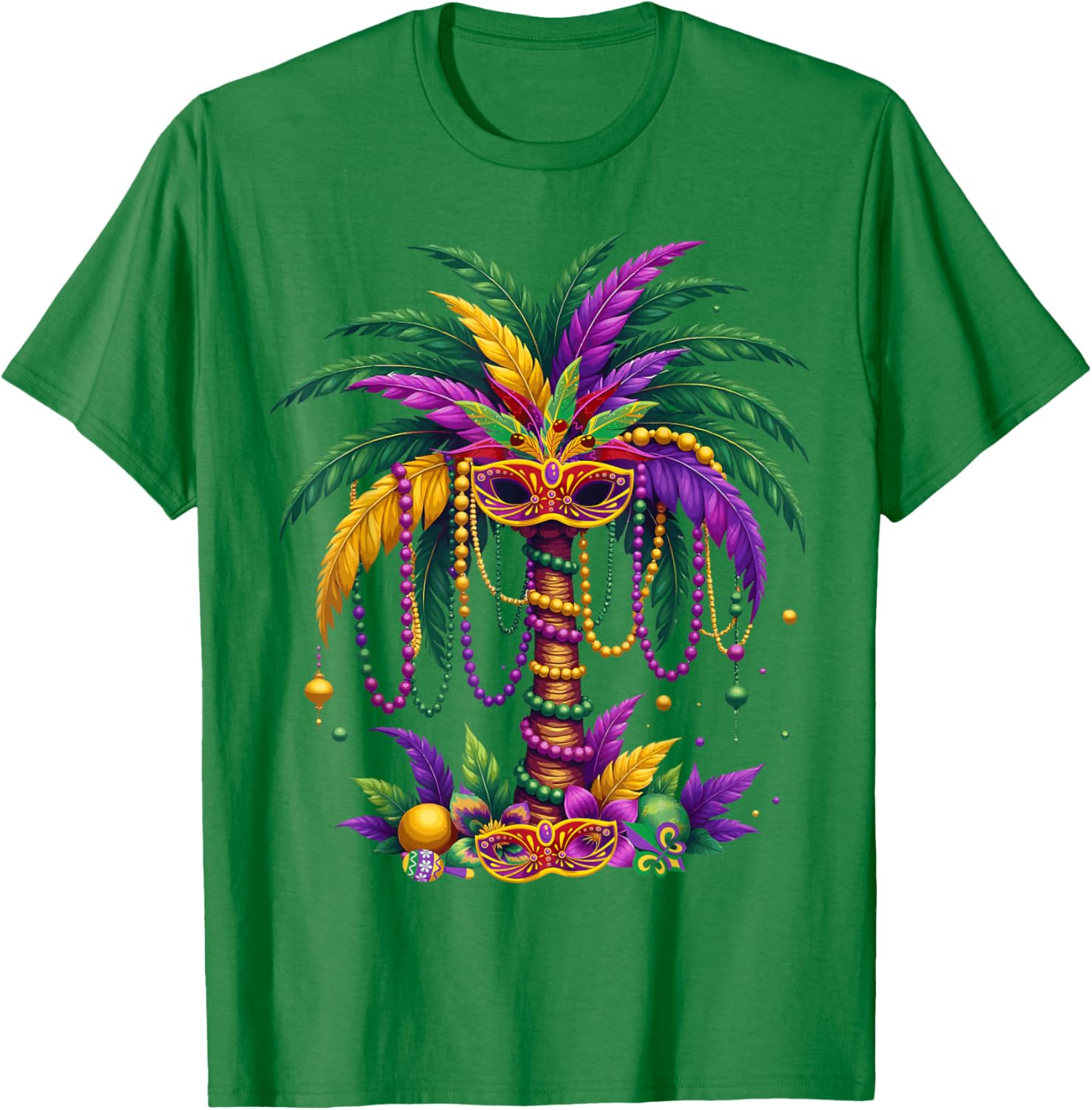 Funny Palm Tree and Beads T-Shirt for Mardi Gras Tropical Parties - 28