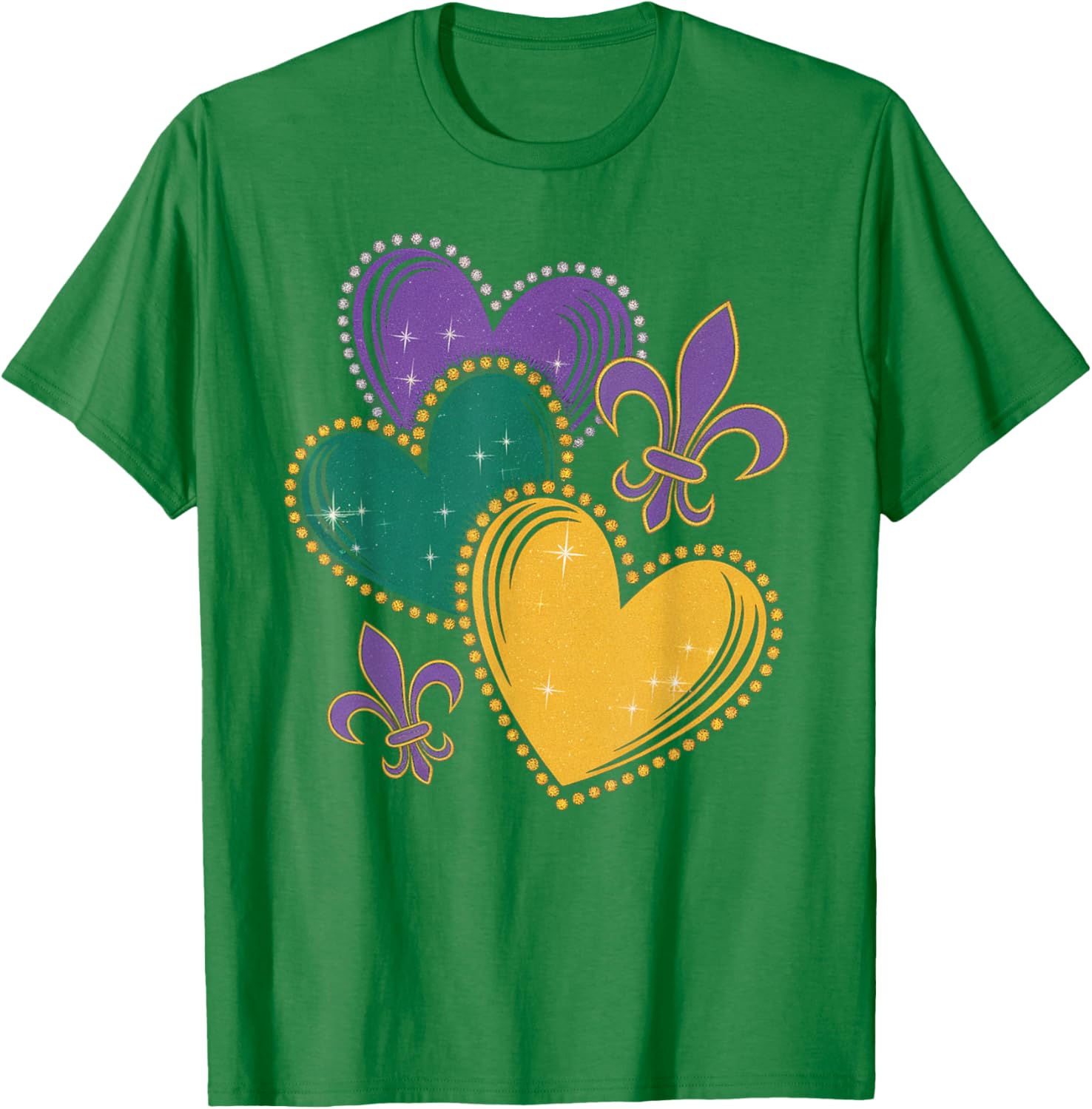 Mardi Gras Hearts T-Shirt for Women Girls and Kids - Fun Festive Apparel - 16