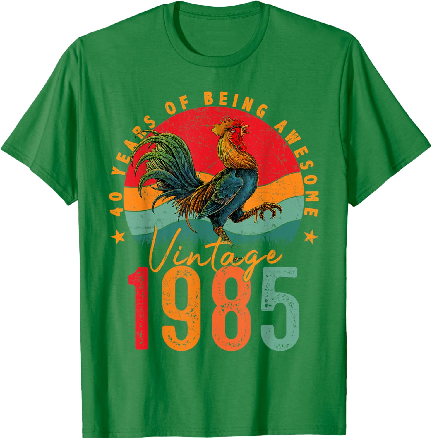 Vintage 1985 Chicken 40th Birthday Mens T-Shirt for 40 Year Old Gifts - 9