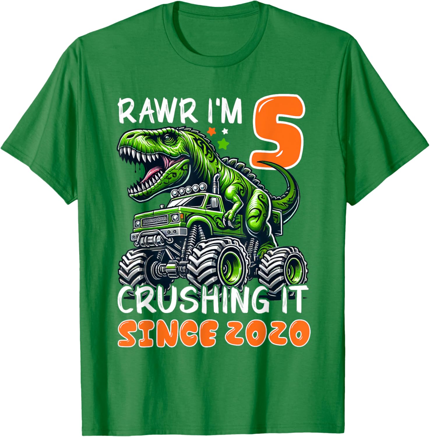 5th Birthday Monster Truck Dinosaur T-Shirt for Boys Rawr I'm 5 Fun! - 12