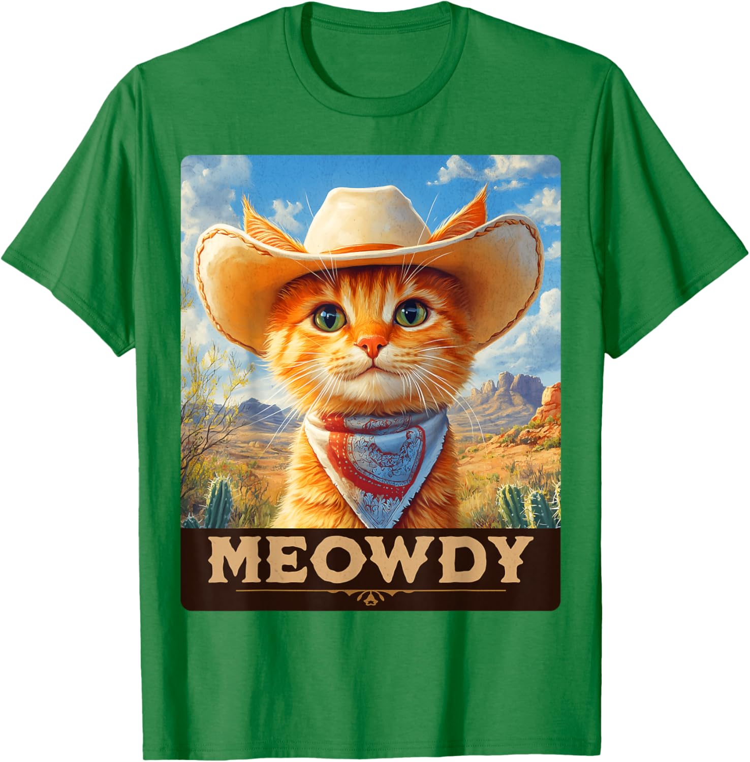 Meowdy Cowboy Cat T-Shirt for Wild West Lovers - Fun Pet Apparel - 26