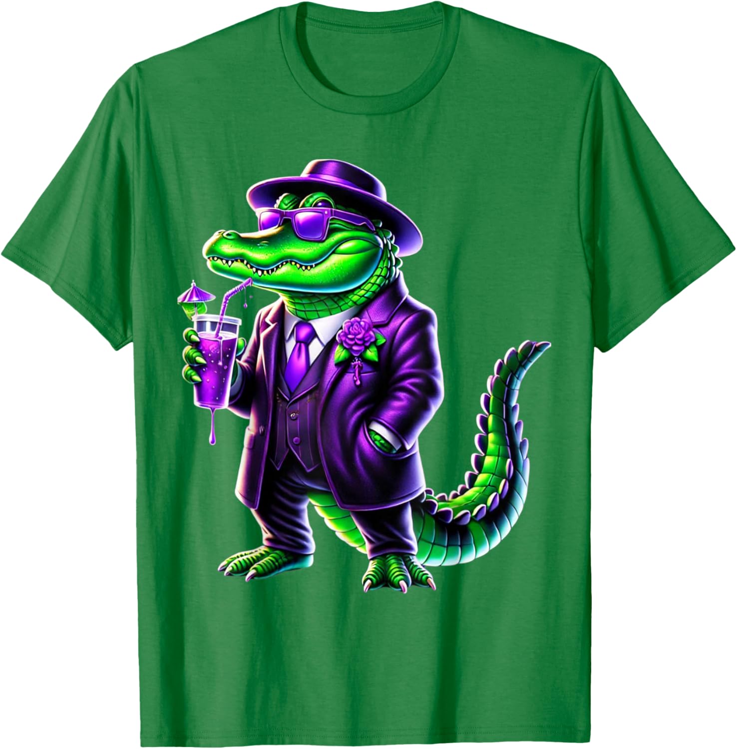 Awesome Unisex Mardi Gras T-Shirt Black Cartoon Pattern Small Crew Neck - 6