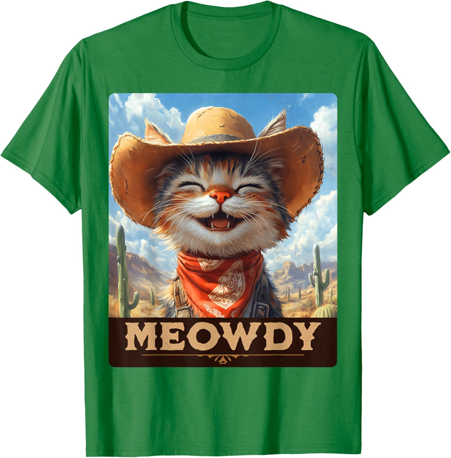 Meowdy Cowboy Cat T-Shirt - Wild West Feline Fun for Cat Lovers - 3