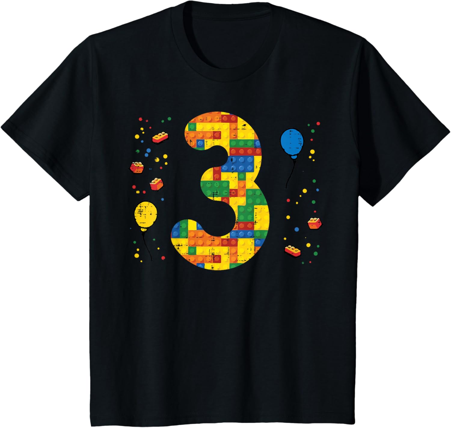 Kids 3rd Birthday T-Shirt with Fun Building Blocks Design for Boys - 1