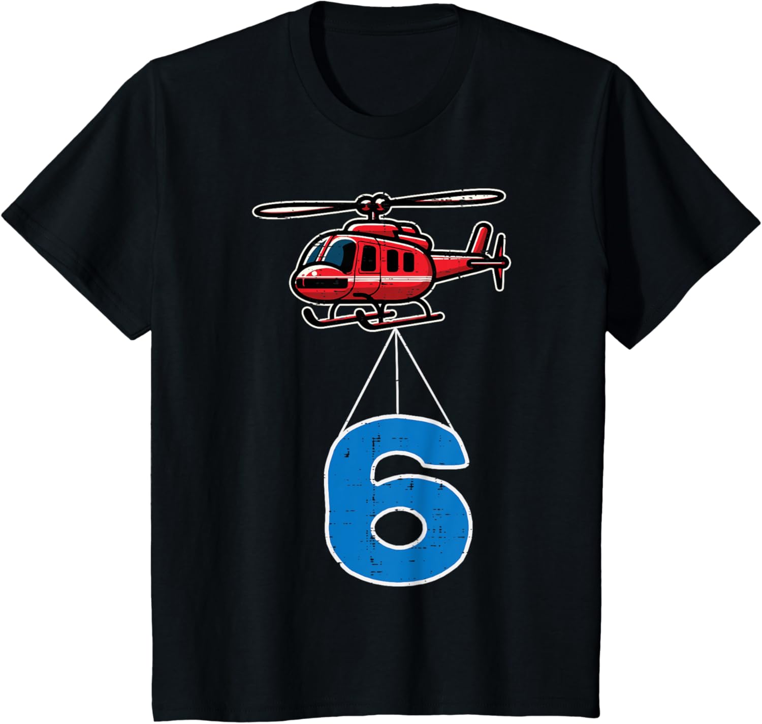 Cute Helicopter T-Shirt for Kids 6th Birthday Party - Perfect Gift for Boys - 1