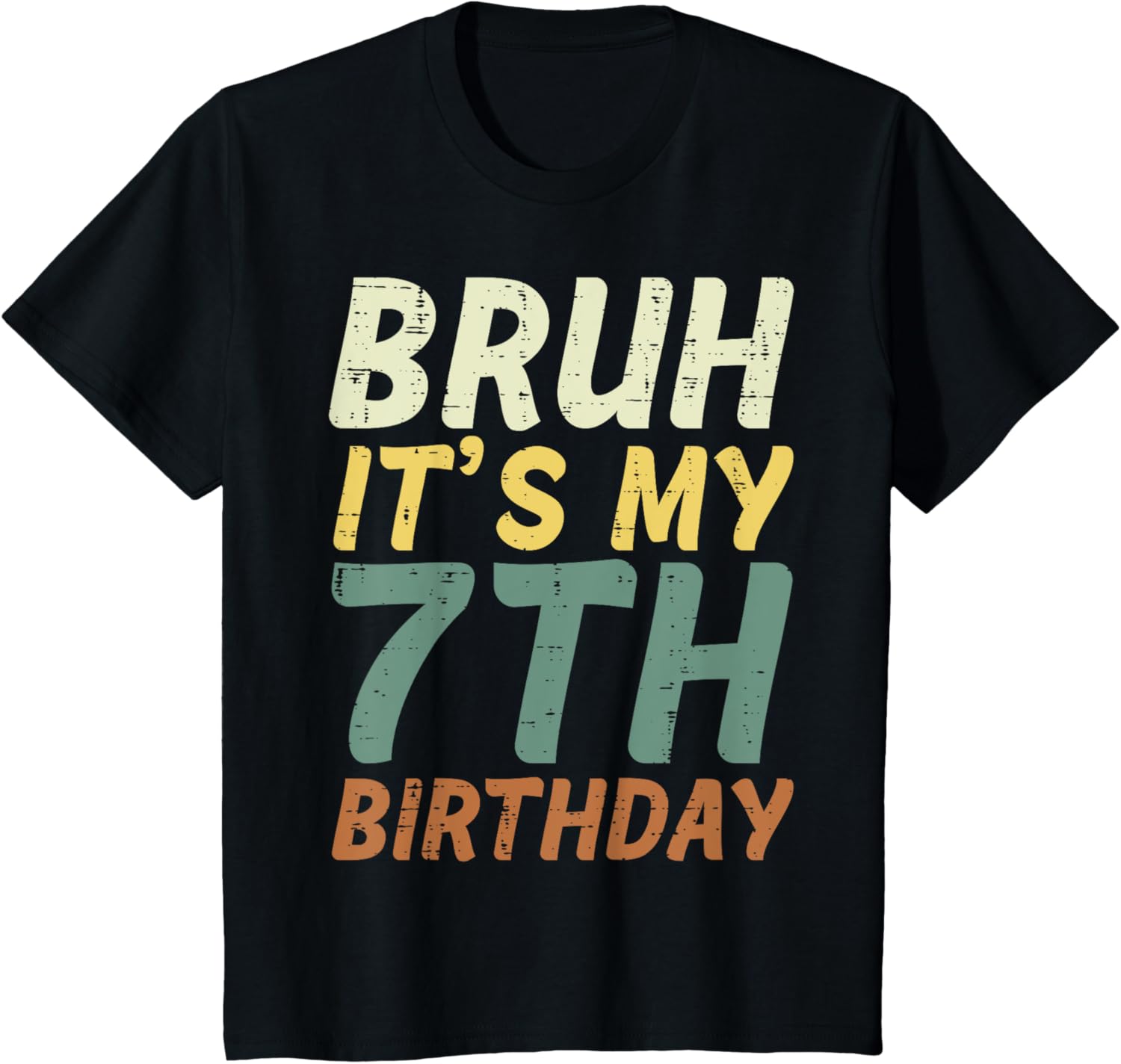 Retro Colorful 7th Birthday T-Shirt for Boys and Girls - Fun Party Tee - 1