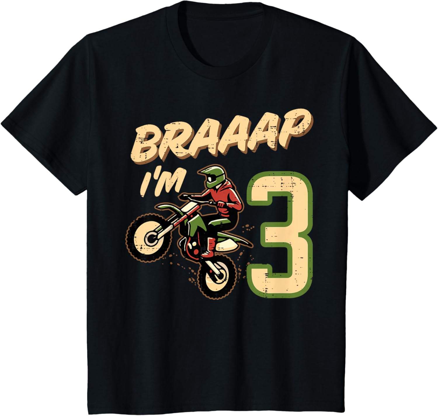 Kids Braaap IM 3 Dirt Bike Birthday T-Shirt for Little Motocross Fans - 1
