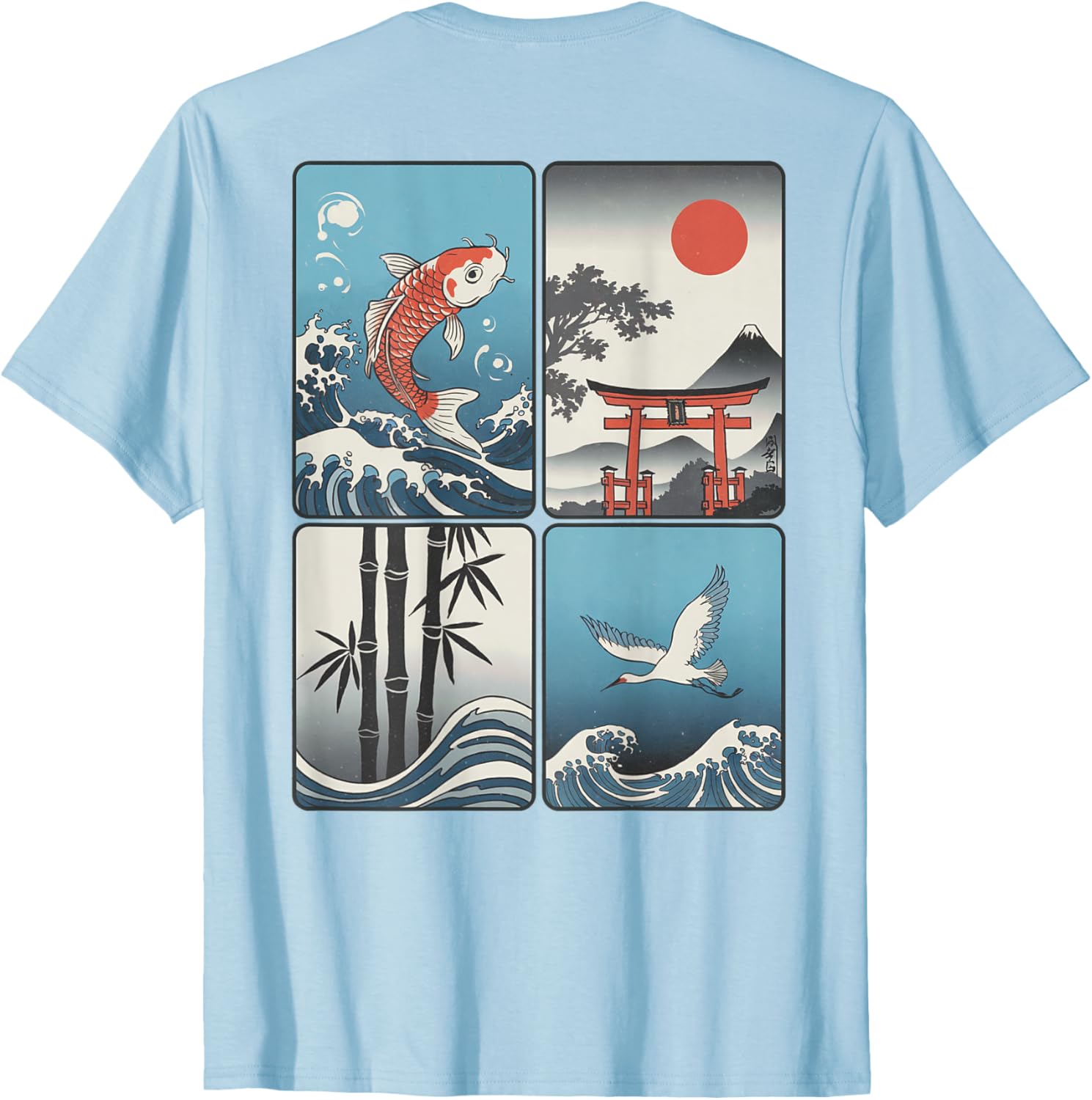 Japanese Koi Fish Great Wave Kanagawa T-Shirt with Kanji Design - 24