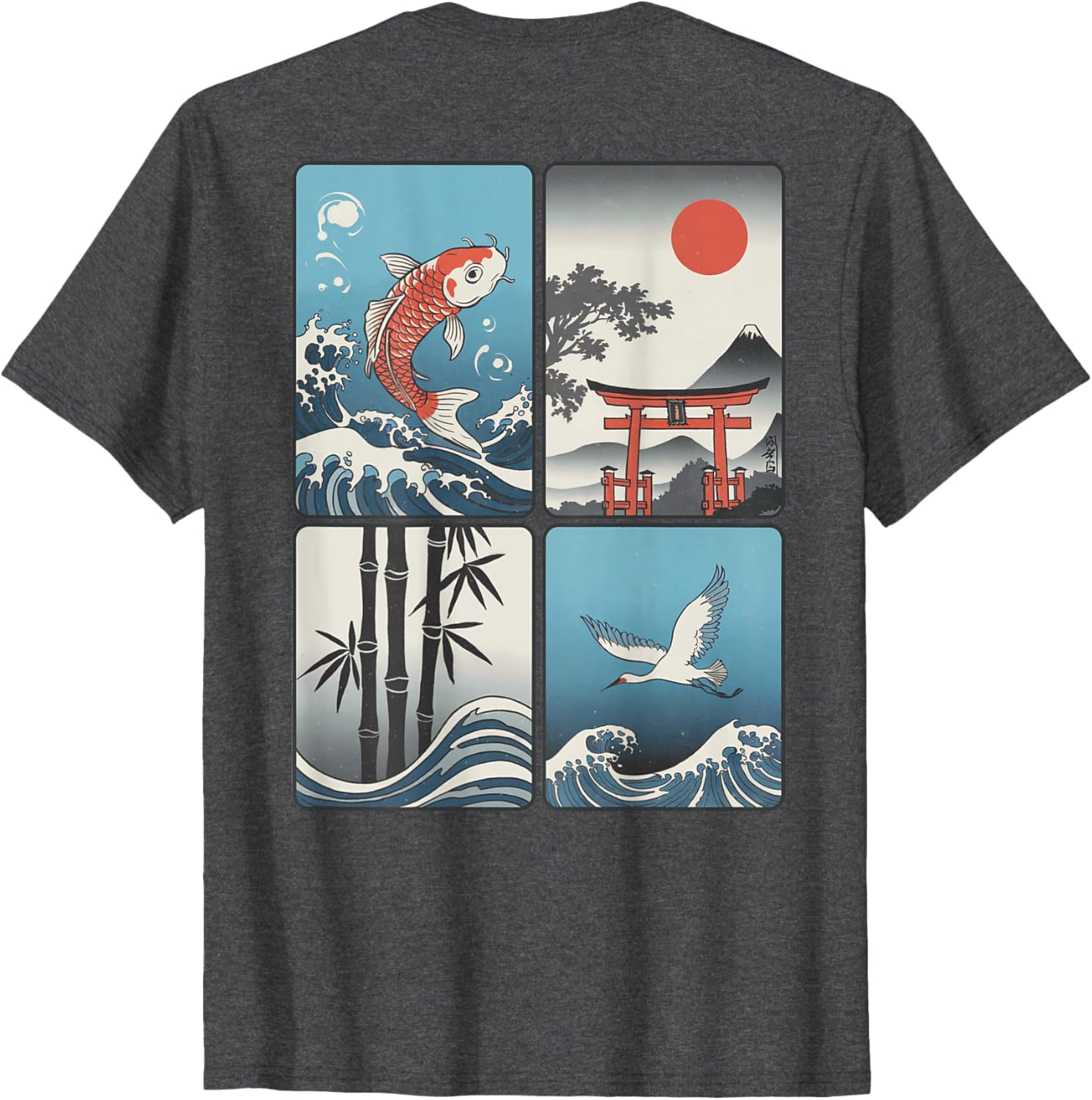 Japanese Koi Fish Great Wave Kanagawa T-Shirt with Kanji Design - 18
