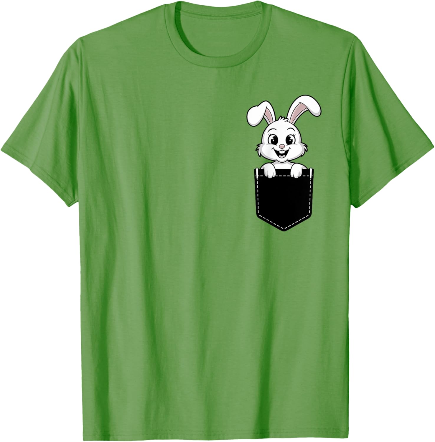 Cute Funny Rabbit in Pocket T-Shirt for Men and Women - Animal Lovers Design - 11