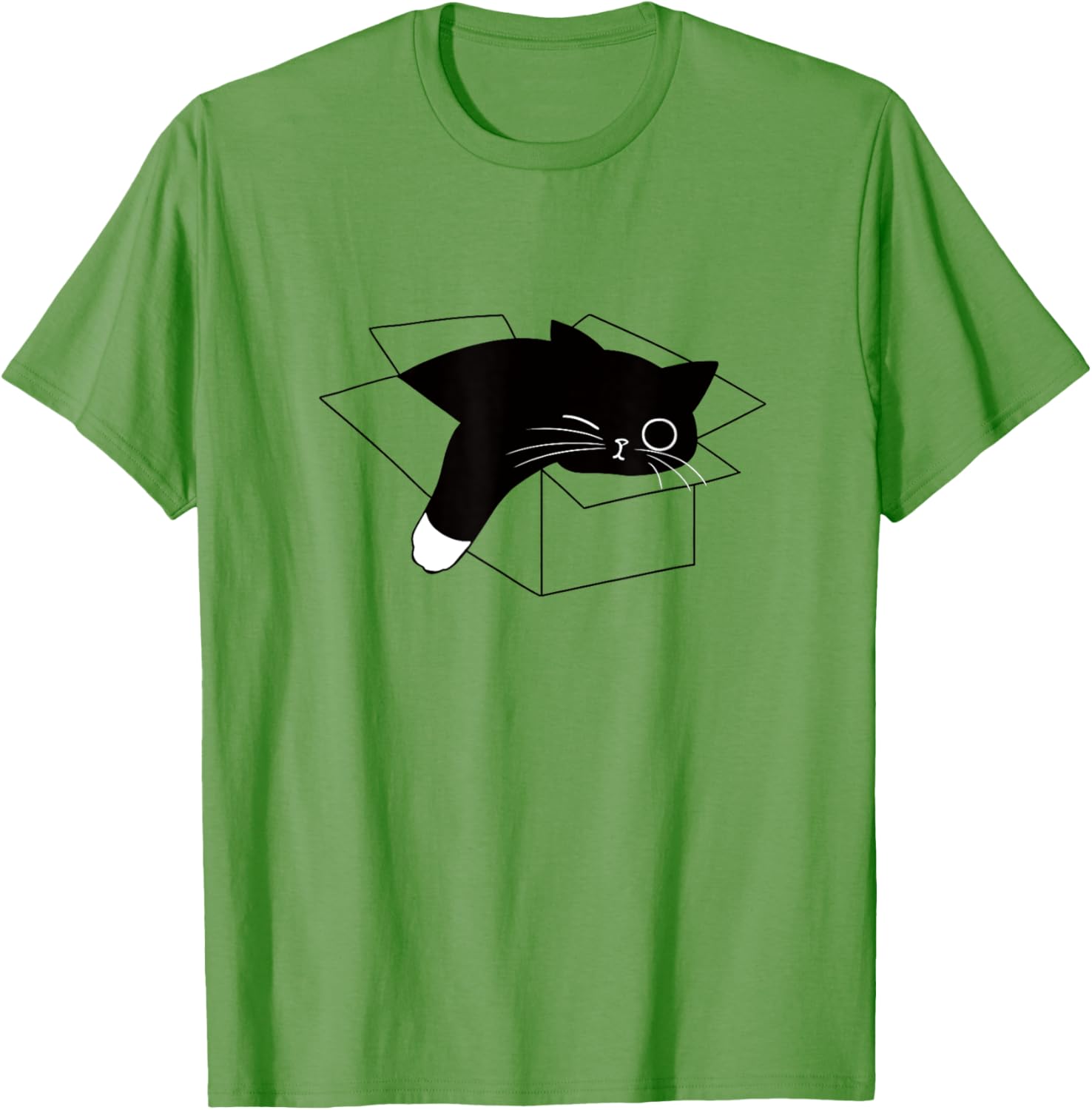 Cute Lazy Black Cat Half Asleep T-Shirt for Men, Women, and Kids - 1