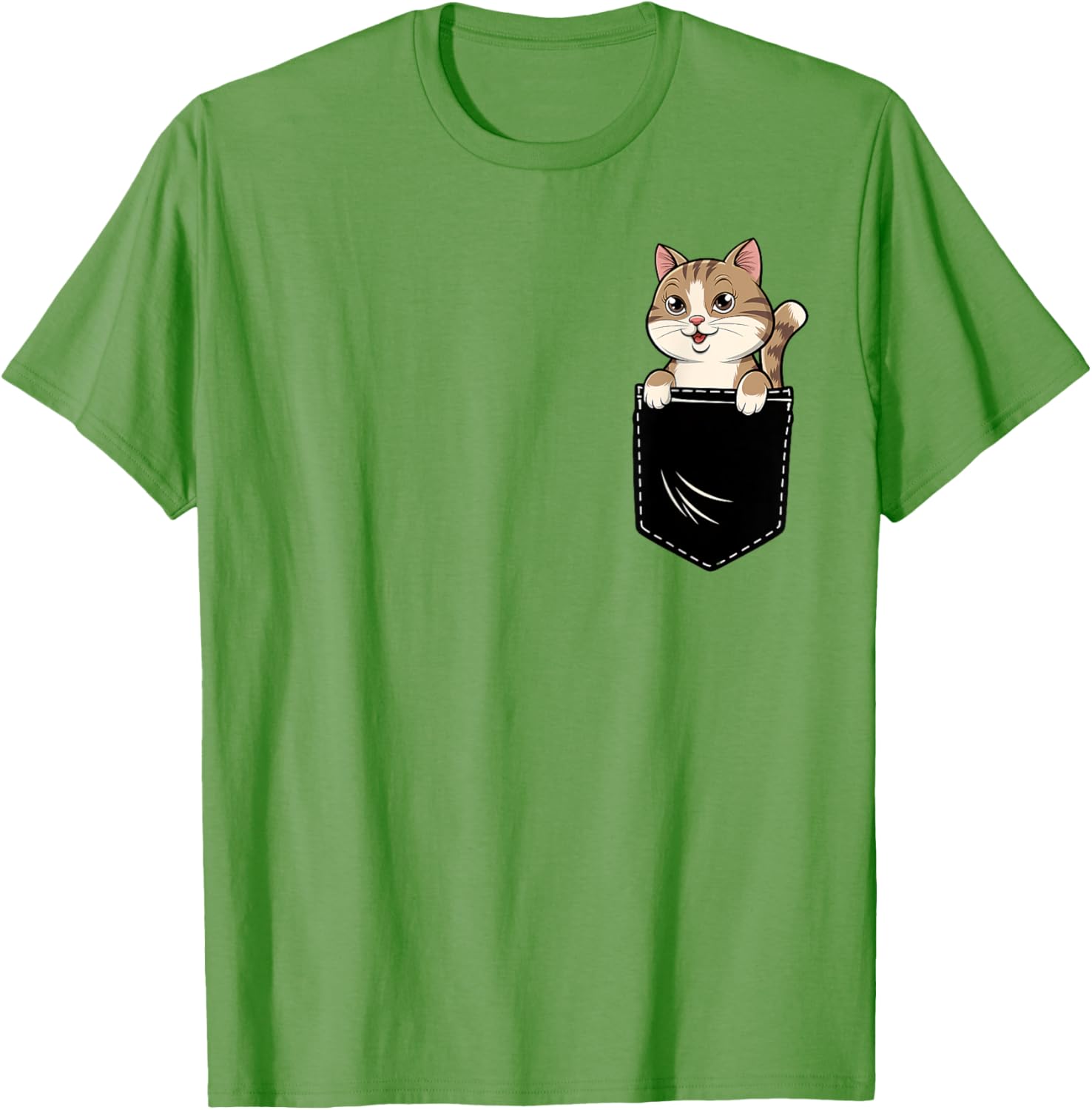 Cute Funny Cat Pocket T-Shirt for Men and Women - Adorable Animal Design - 7