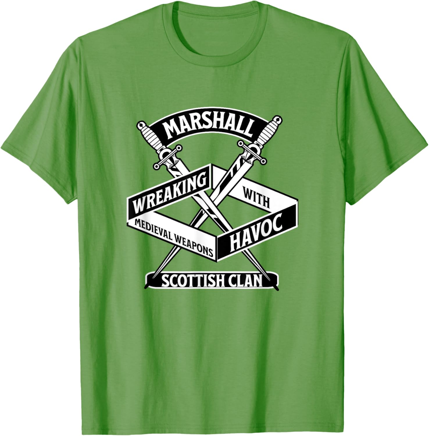 Marshall Scottish Clan Wreaking Havoc Medieval Weapons T-Shirt - 11