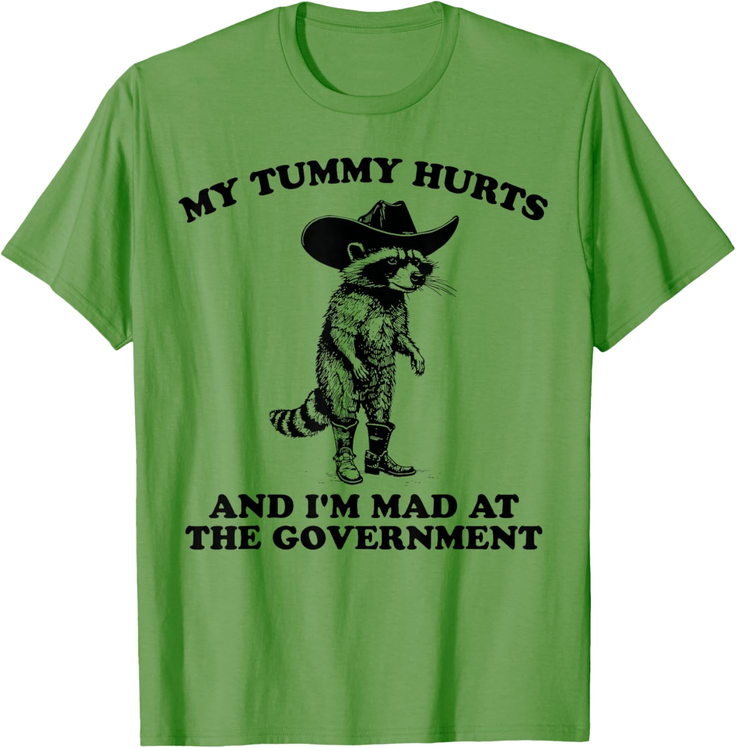 Funny Cowboy Raccoon T-Shirt for Kids Who Are Mad and Have Tummy Aches - 2