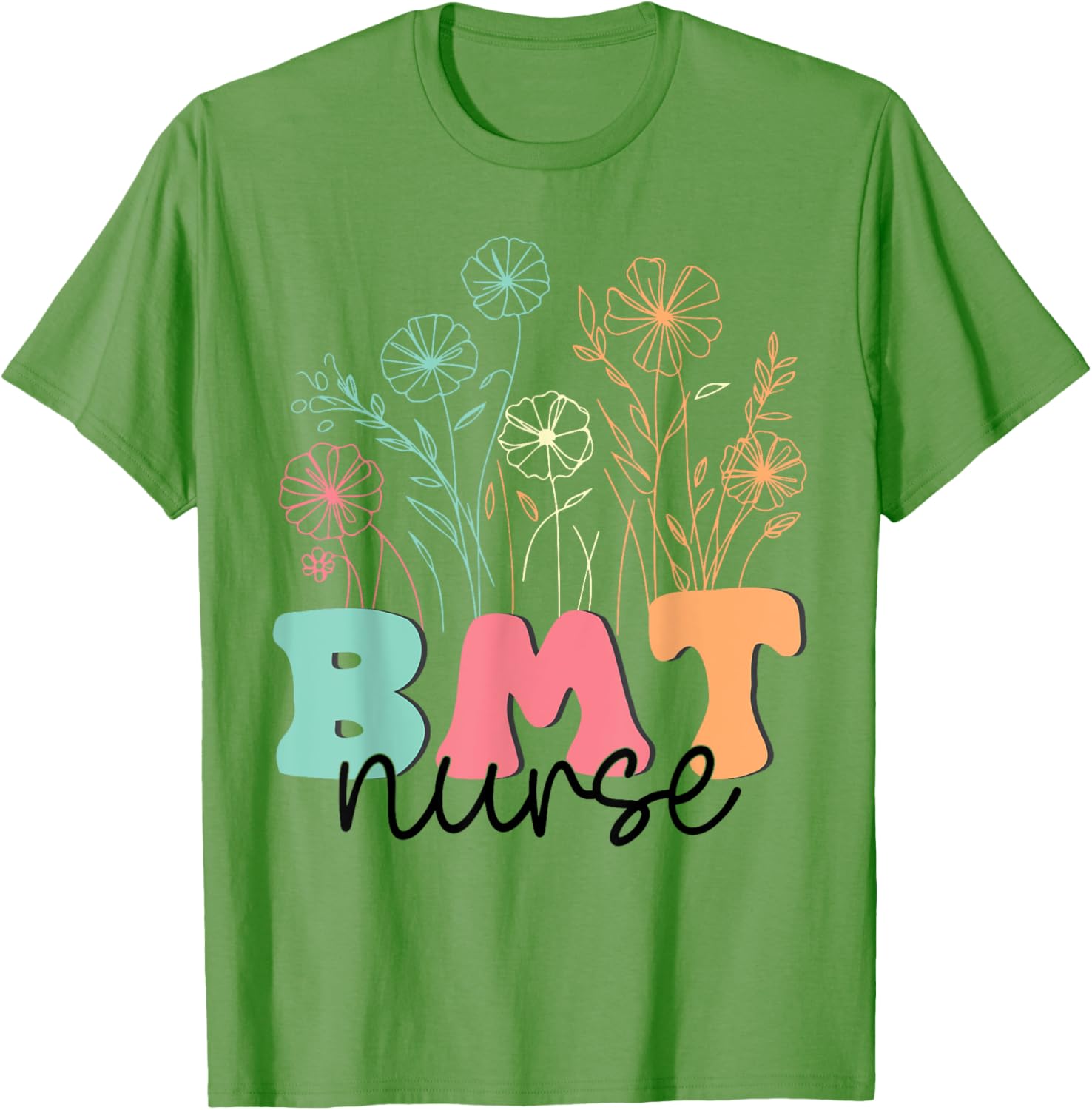 Retro Floral BMT Nurse T-Shirt for Bone Marrow Transplant Oncology Care - 3