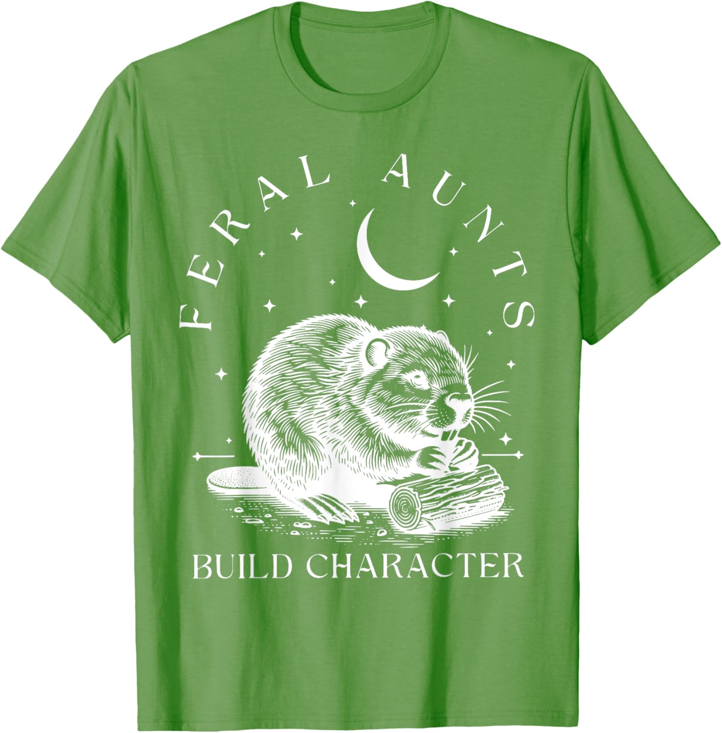 Funny Retro Aunt T-Shirt with Cute Beaver Design – Build Character Style - 14