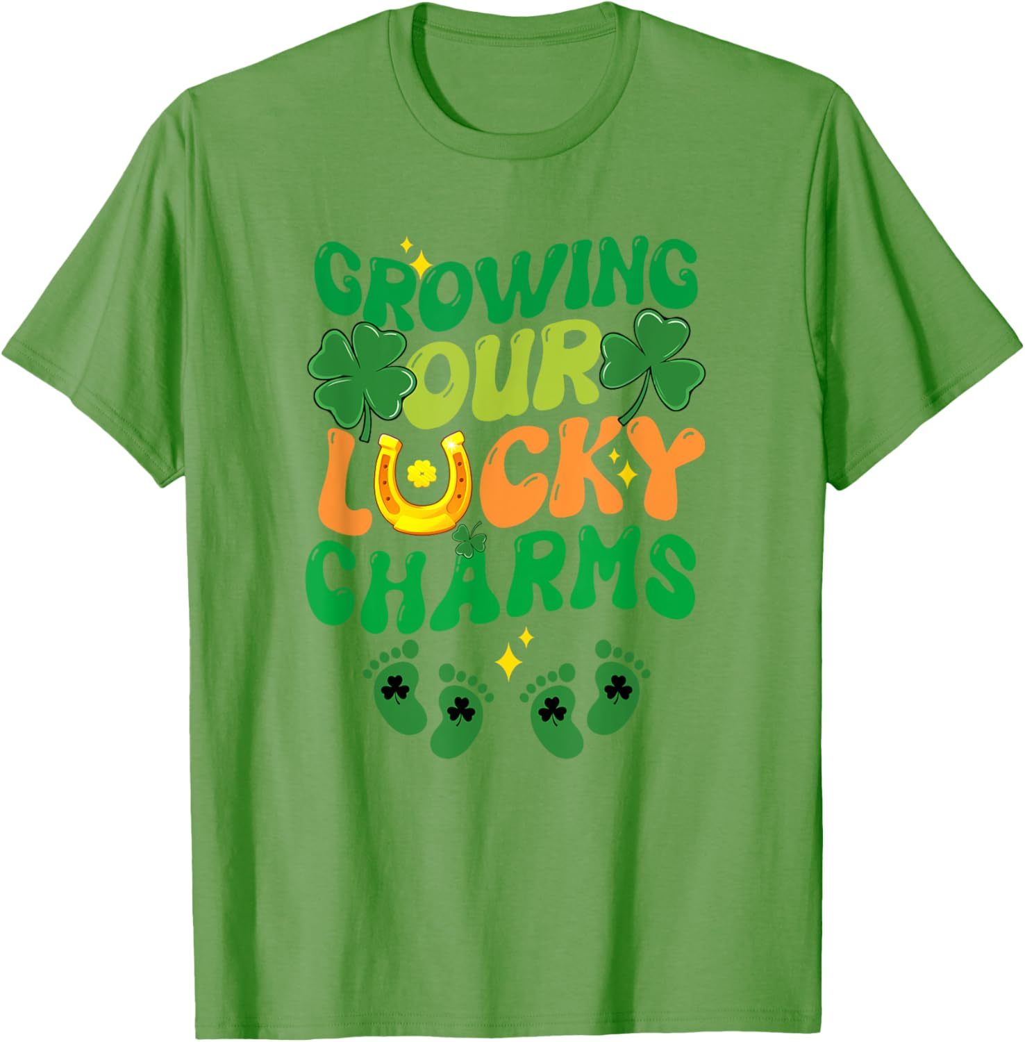 St Patrick's Day Pregnancy T-Shirt for Twin Moms with Lucky Charms Design - 19
