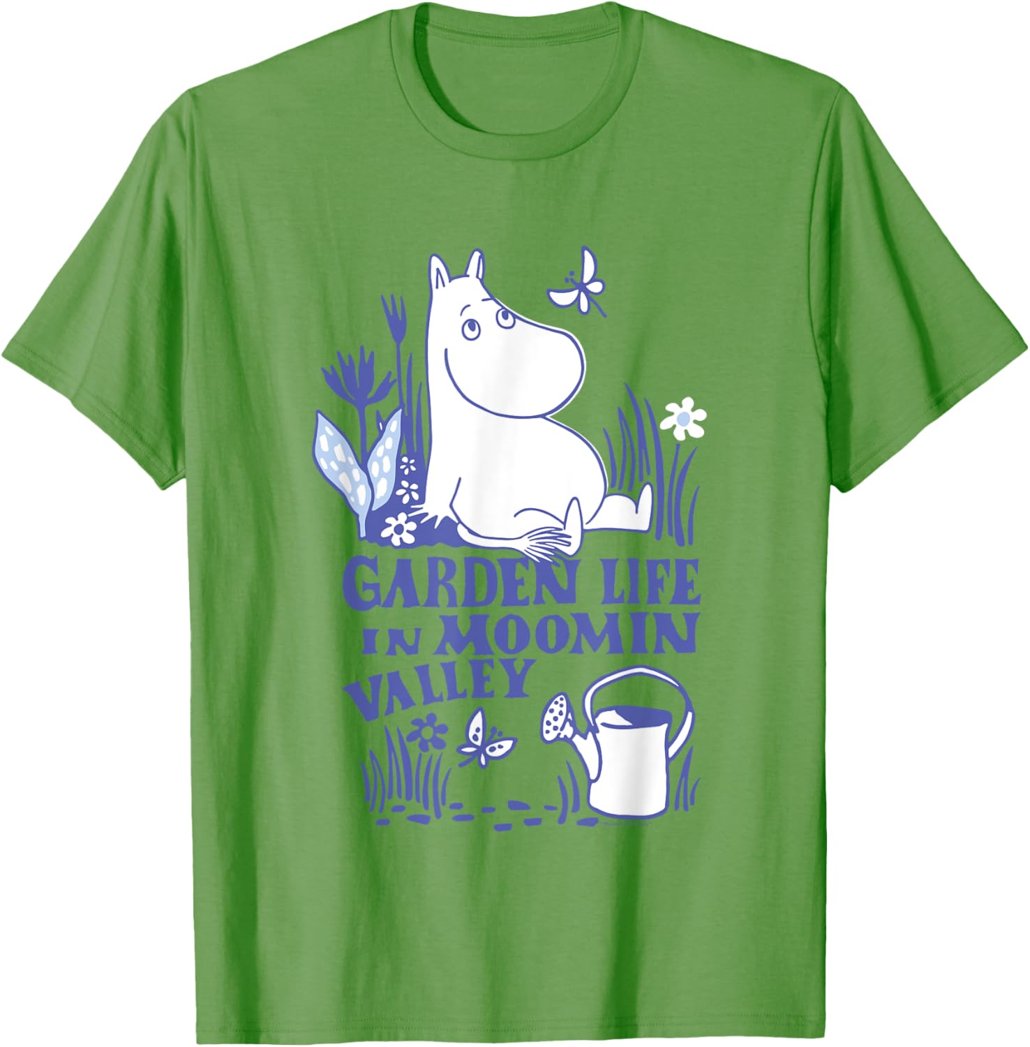 Moomin Garden Life Blue Print T-Shirt for Nature Lovers and Fans - 1