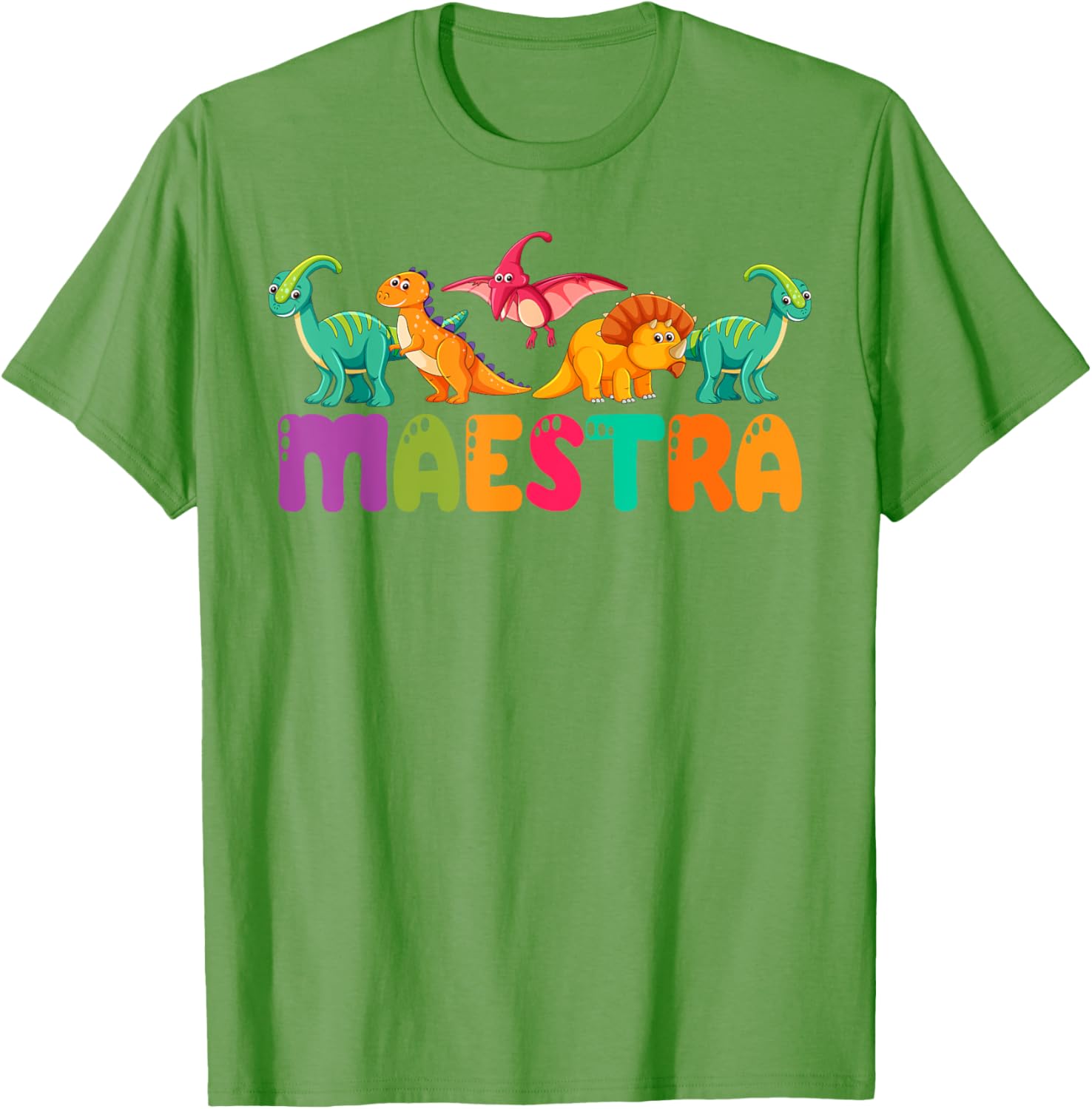 Cute Dinosaurs Bilingual Teacher T-Shirt for Maestra Spanish Teachers - 12
