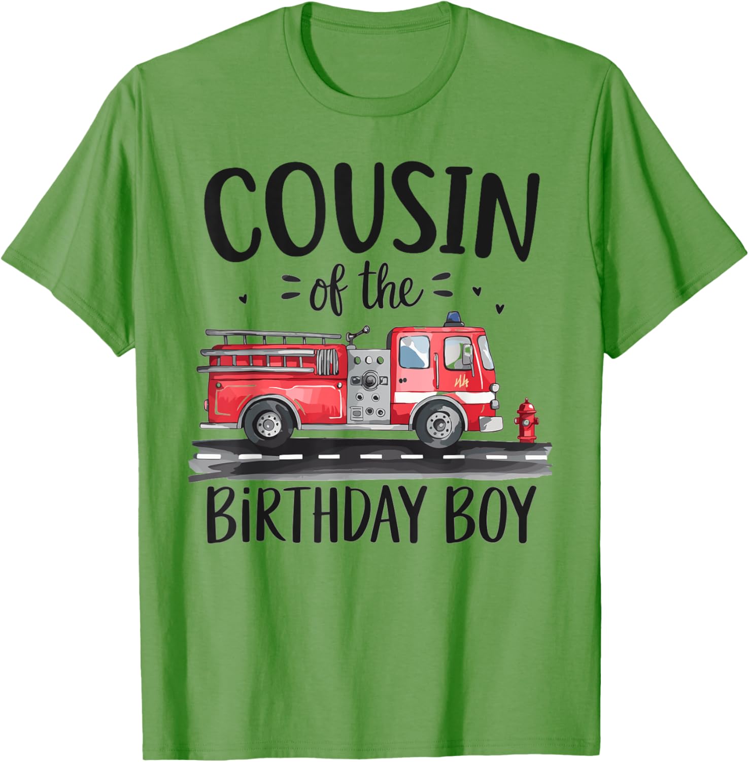 Cousin of the Birthday Boy Fire Truck Firefighter T-Shirt for Kids - 2