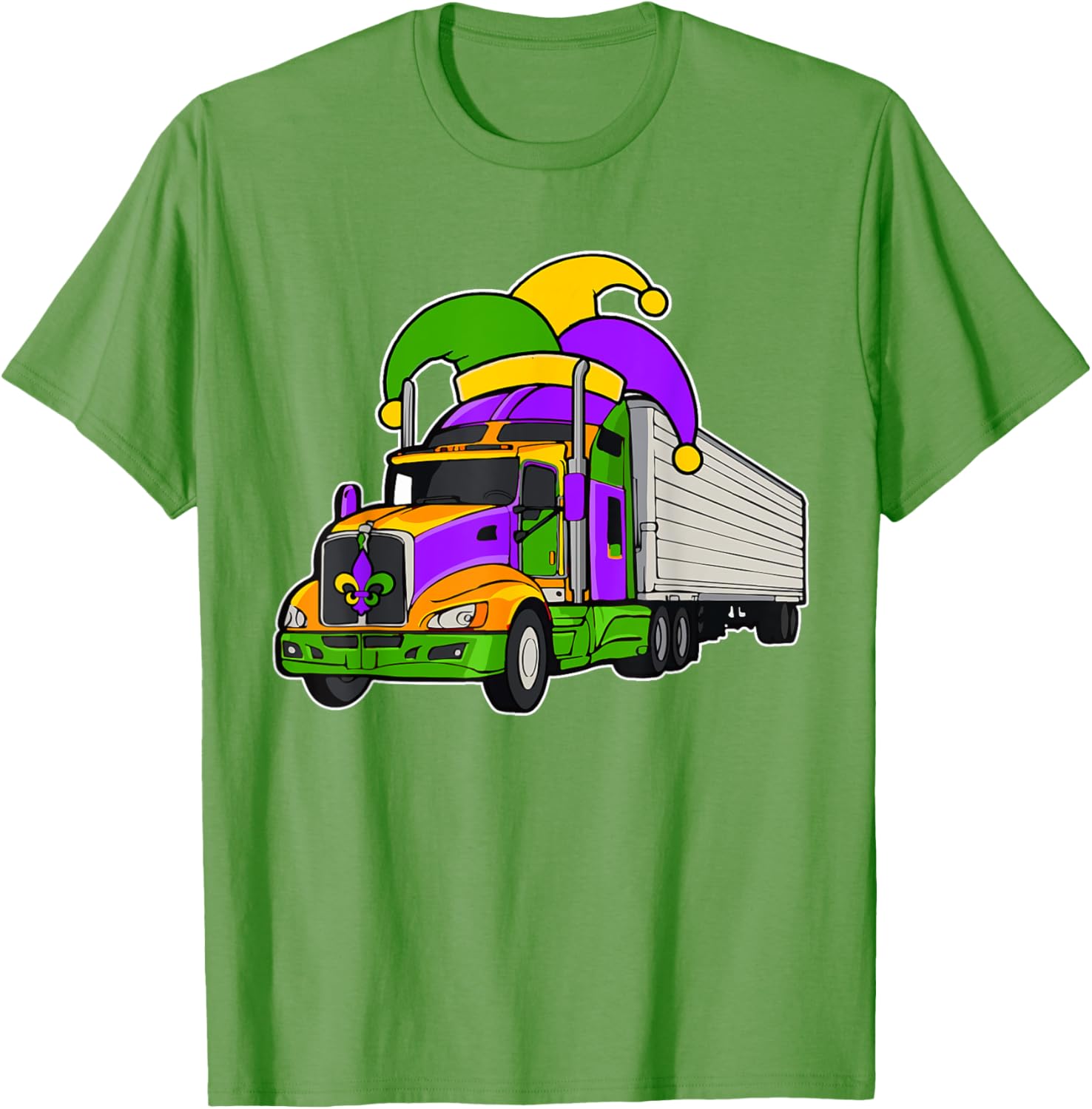 Colorful Mardi Gras Jester Hat Truck Team T-Shirt for Festive Parades - 10