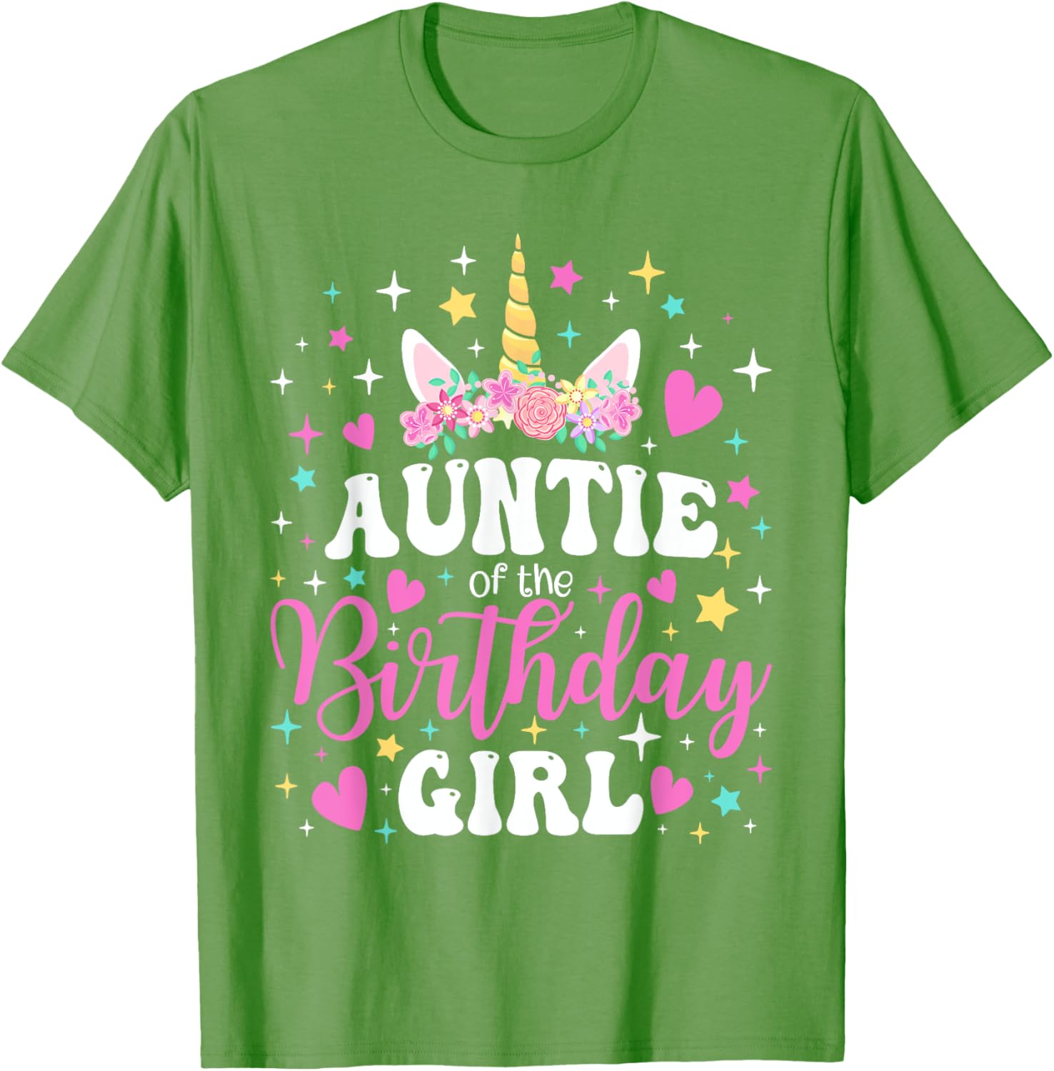Unicorn Auntie Birthday Matching T-Shirt for Family Celebration Fun - 9