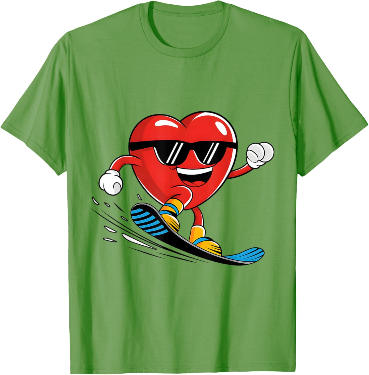 Snowboard Heart Valentine's Day T-Shirt for Boys and Girls Fun Gift - 17