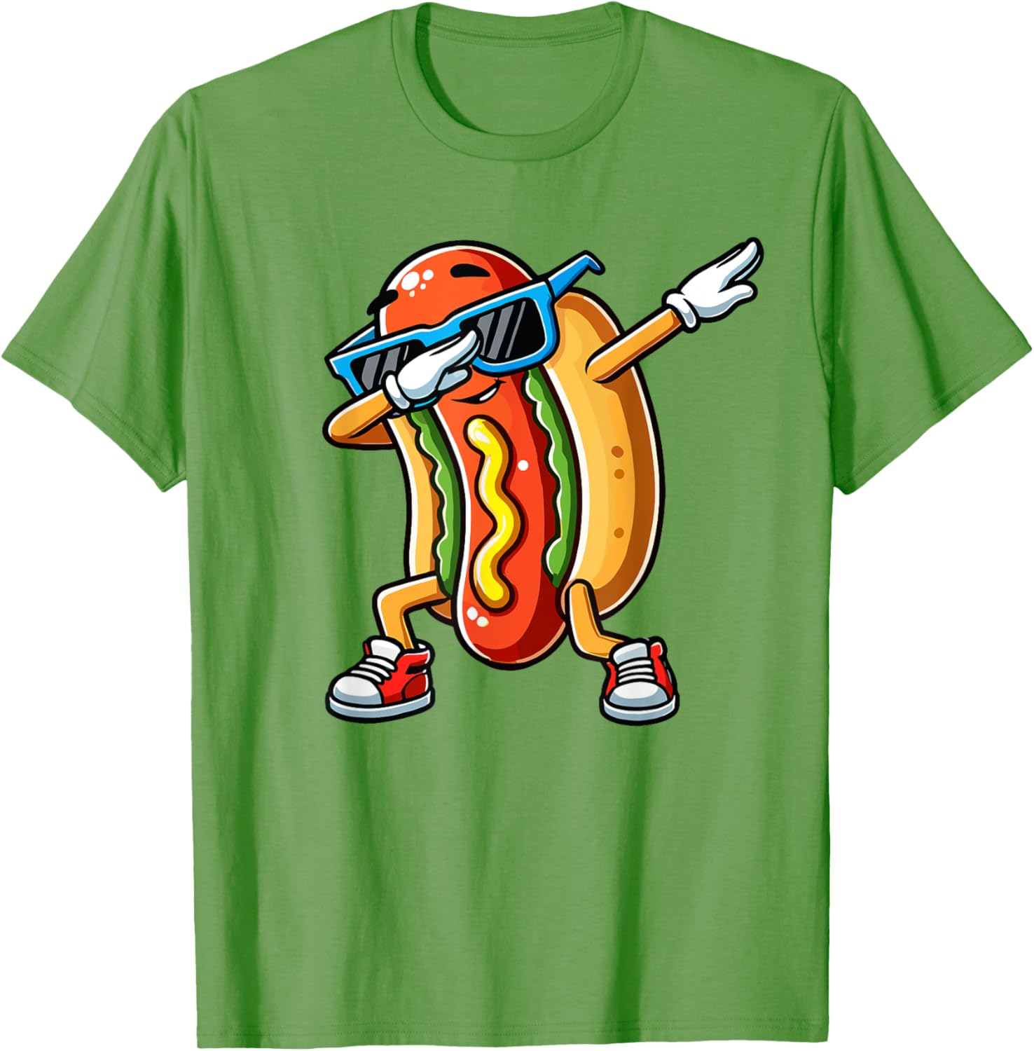 Funny Dabbing Hotdog Sunglasses T-Shirt for Kids Who Love Dogs and Hotdogs - 9