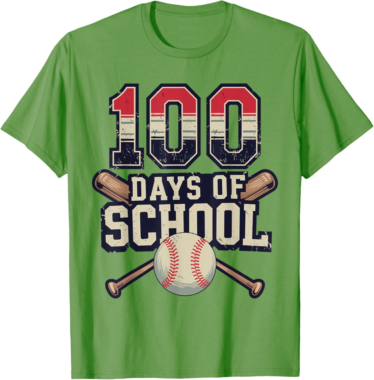 Vintage Baseball Theme 100 Days of School Celebration T-Shirt for Kids - 25