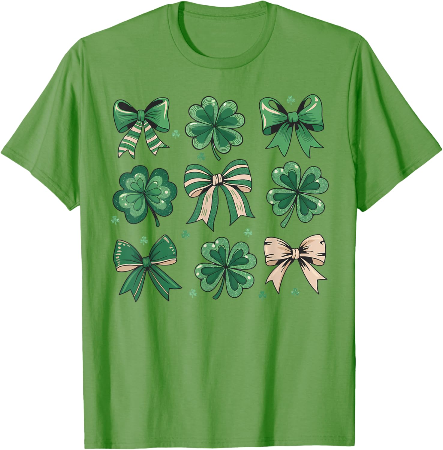 Cute Retro St Patricks Day Shamrock Bow T-Shirt for Festive Fun - 14