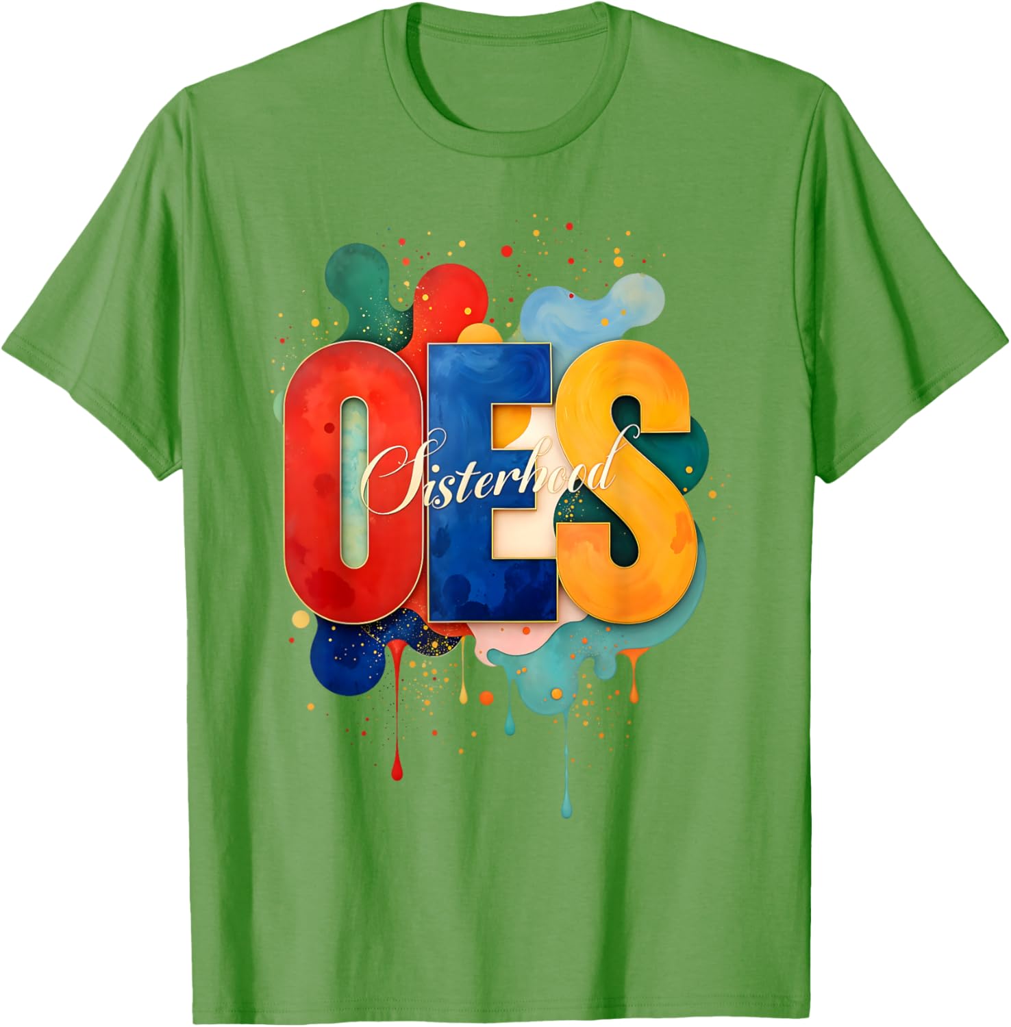 Colorful OES Watercolor Paint Drip T-Shirt for Order of the Eastern Star - 25