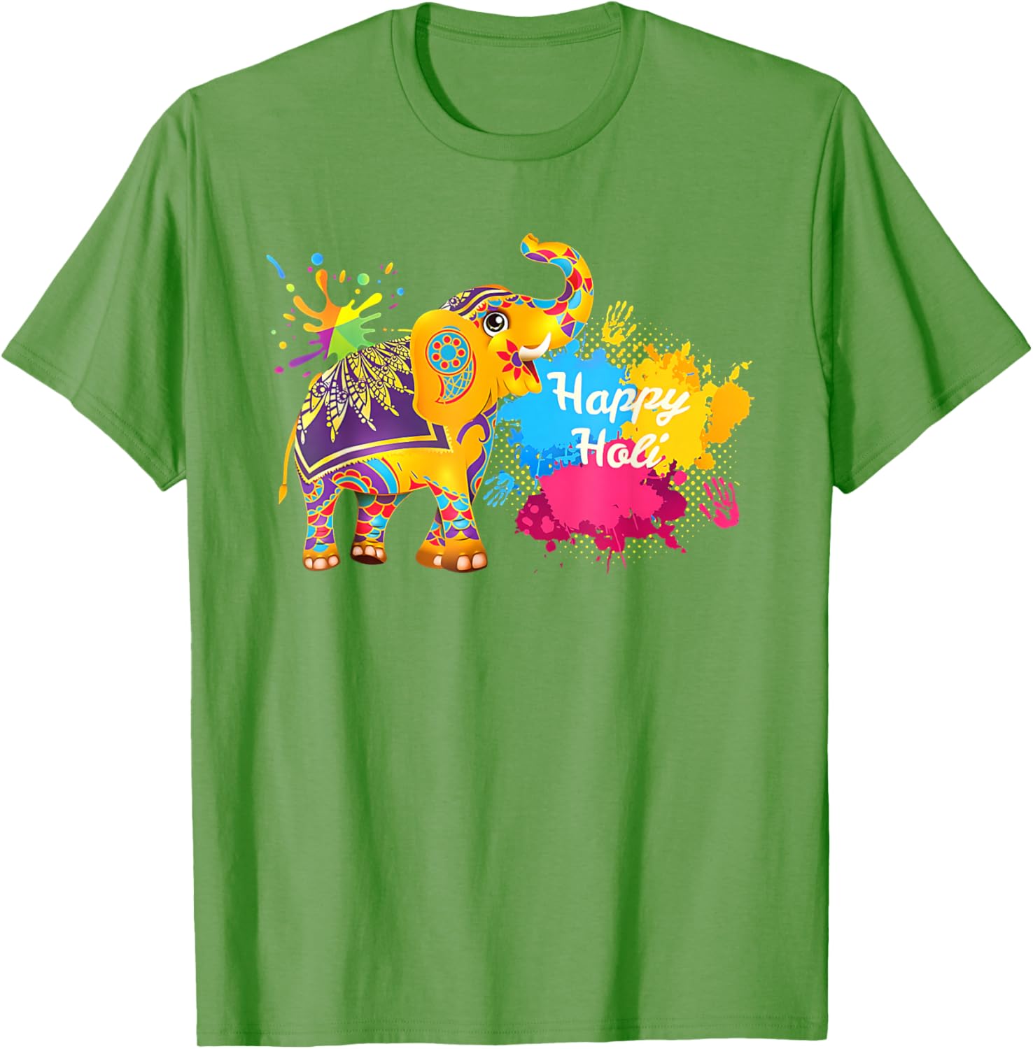 Happy Holi Elephant T-Shirt for Men, Women, and Kids - Colorful India Apparel - 14