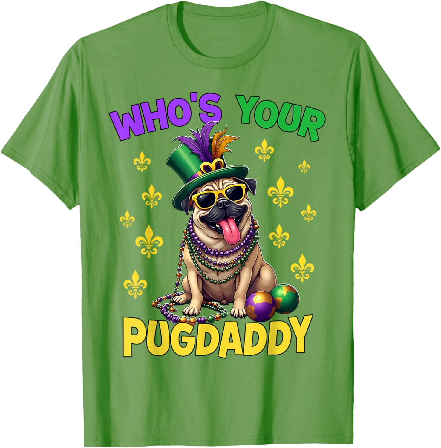 Pug Dad Mardi Gras T-Shirt Fun and Festive Pug Lover Apparel - 10