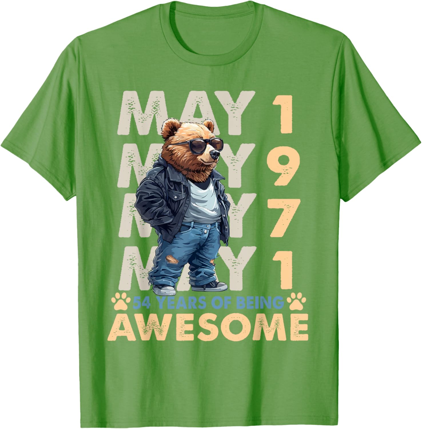 54th Birthday Bear Legends May 1971 T-Shirt for Men - Fun Gift Idea - 19
