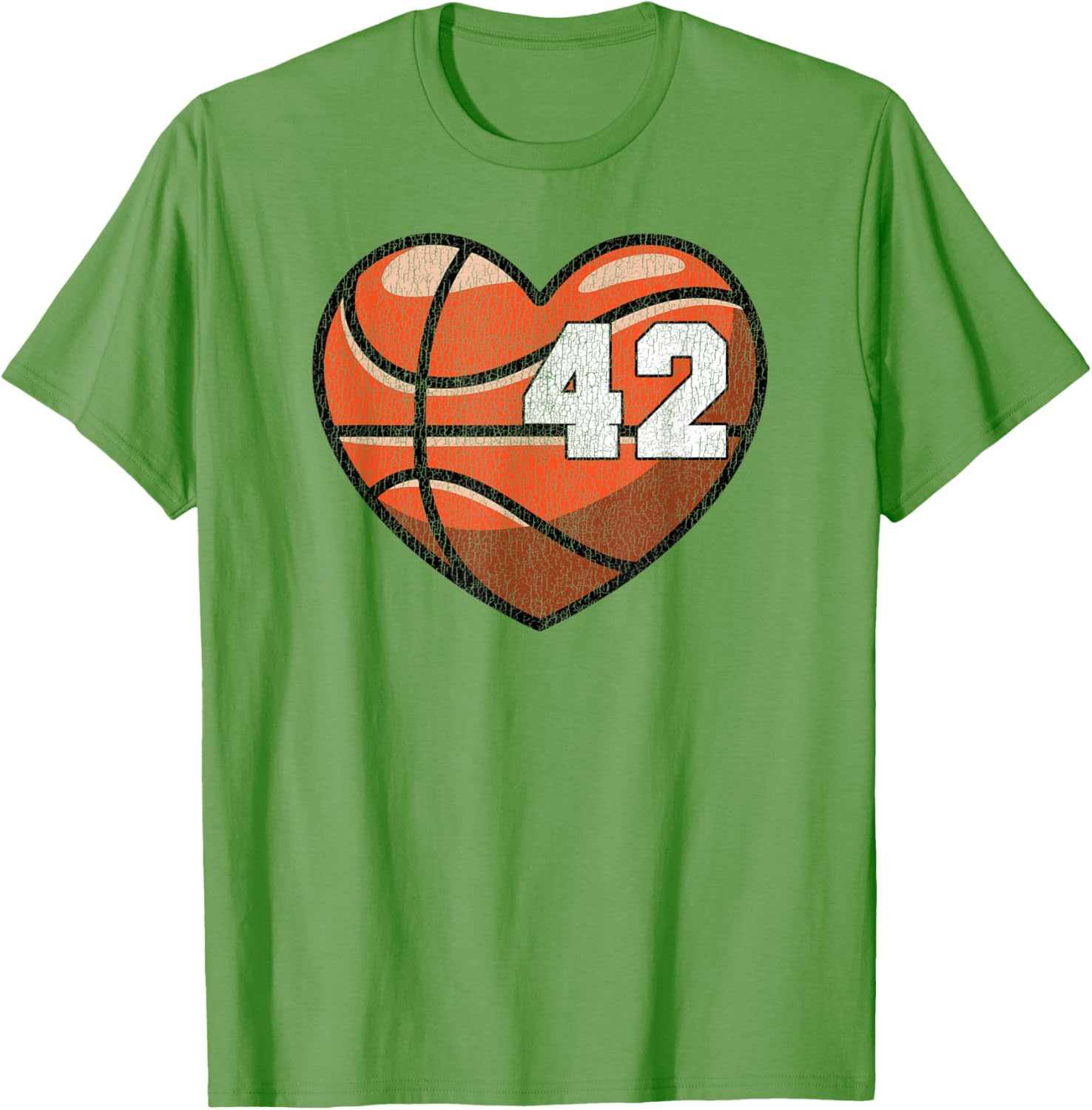 Distressed Heart Design Basketball Number 42 T-Shirt for Fans - 23