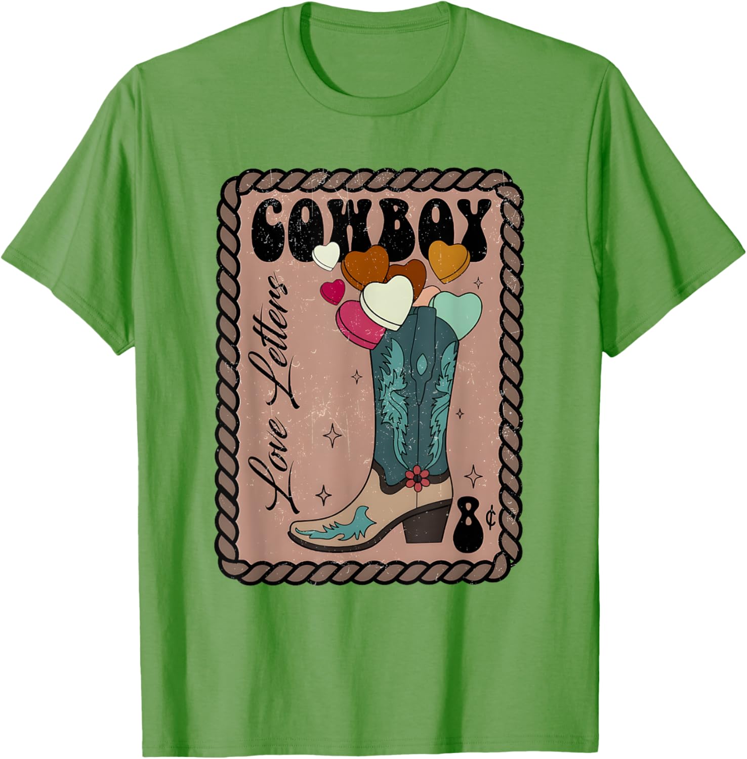 Cute Cowboy Love Letter Retro Valentine T-Shirt for Western Lovers - 6