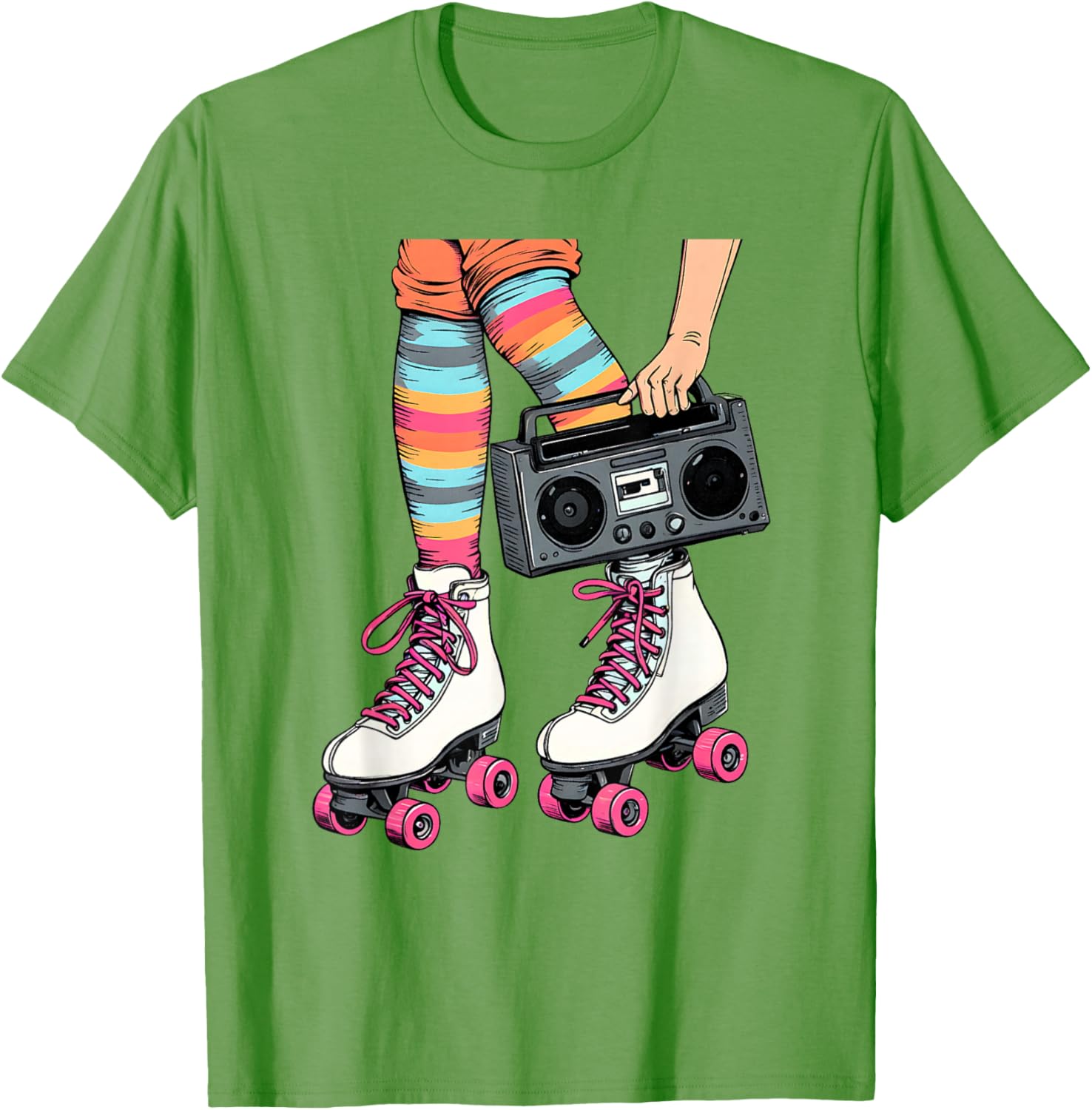 Retro Rollerskates Boombox T-Shirt for Fun 80's 90's Girls Vibes - 5