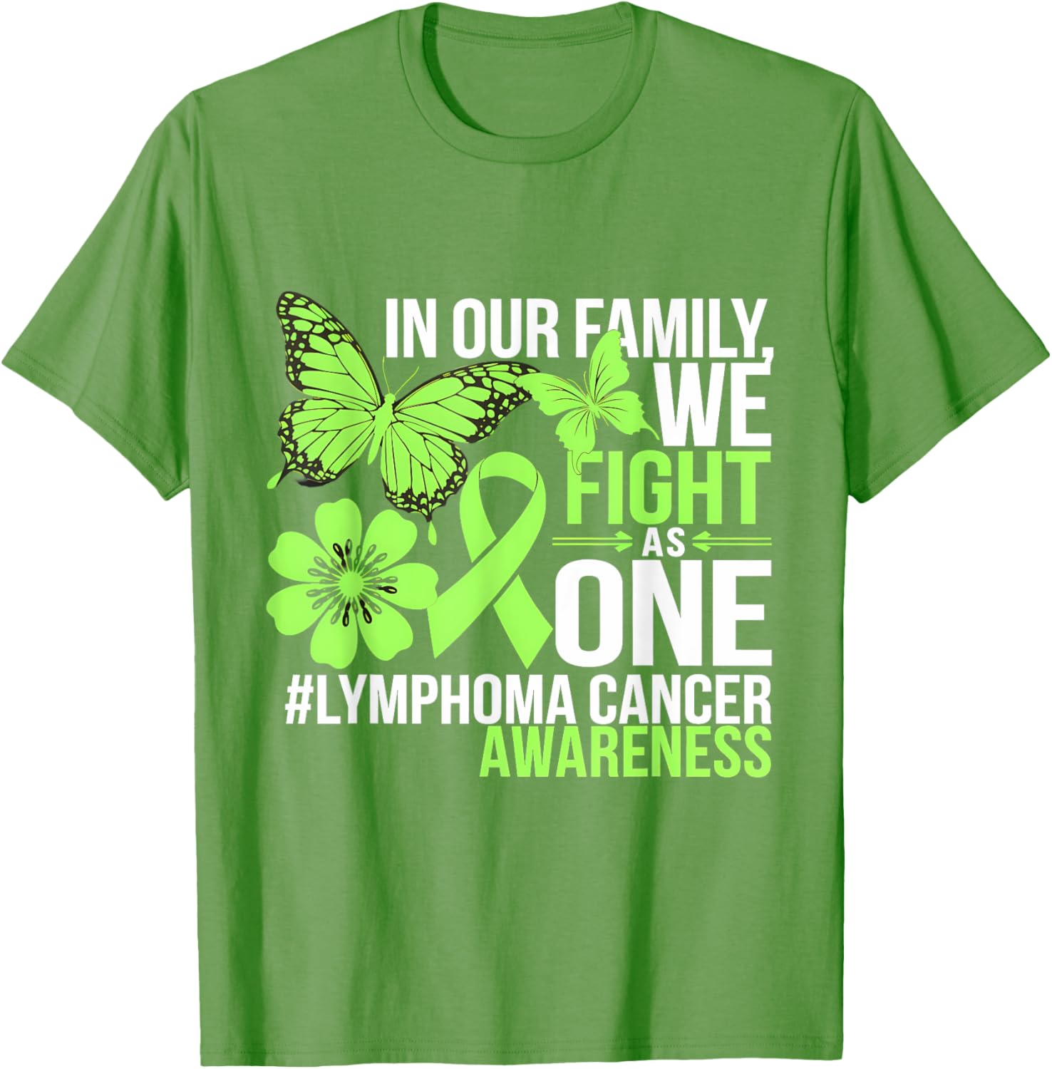 Green Ribbon Lymphoma Awareness We Fight As One T-Shirt for Supporters - 2