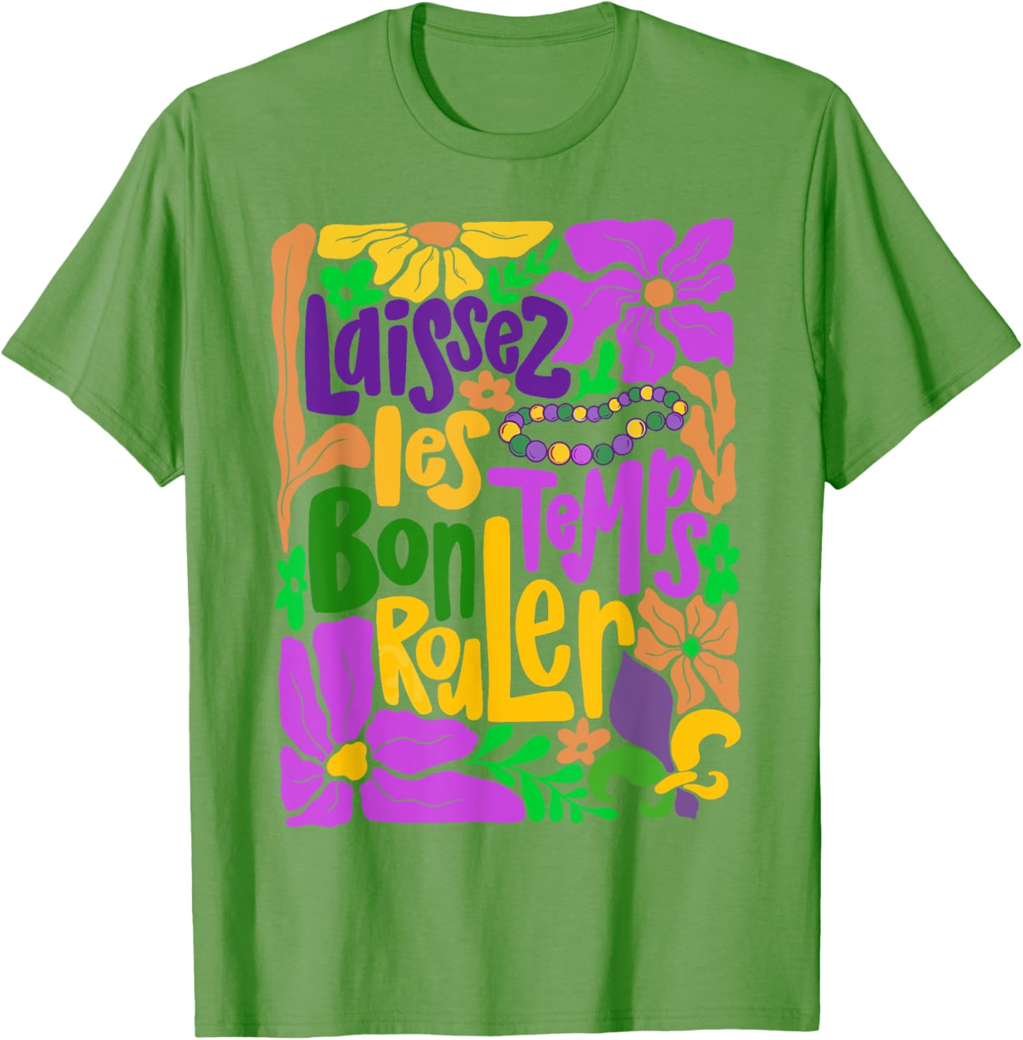 Laissez Les Bon Temps Rouler Mardi Gras Boho Floral T-Shirt for Fun Celebrations - 28