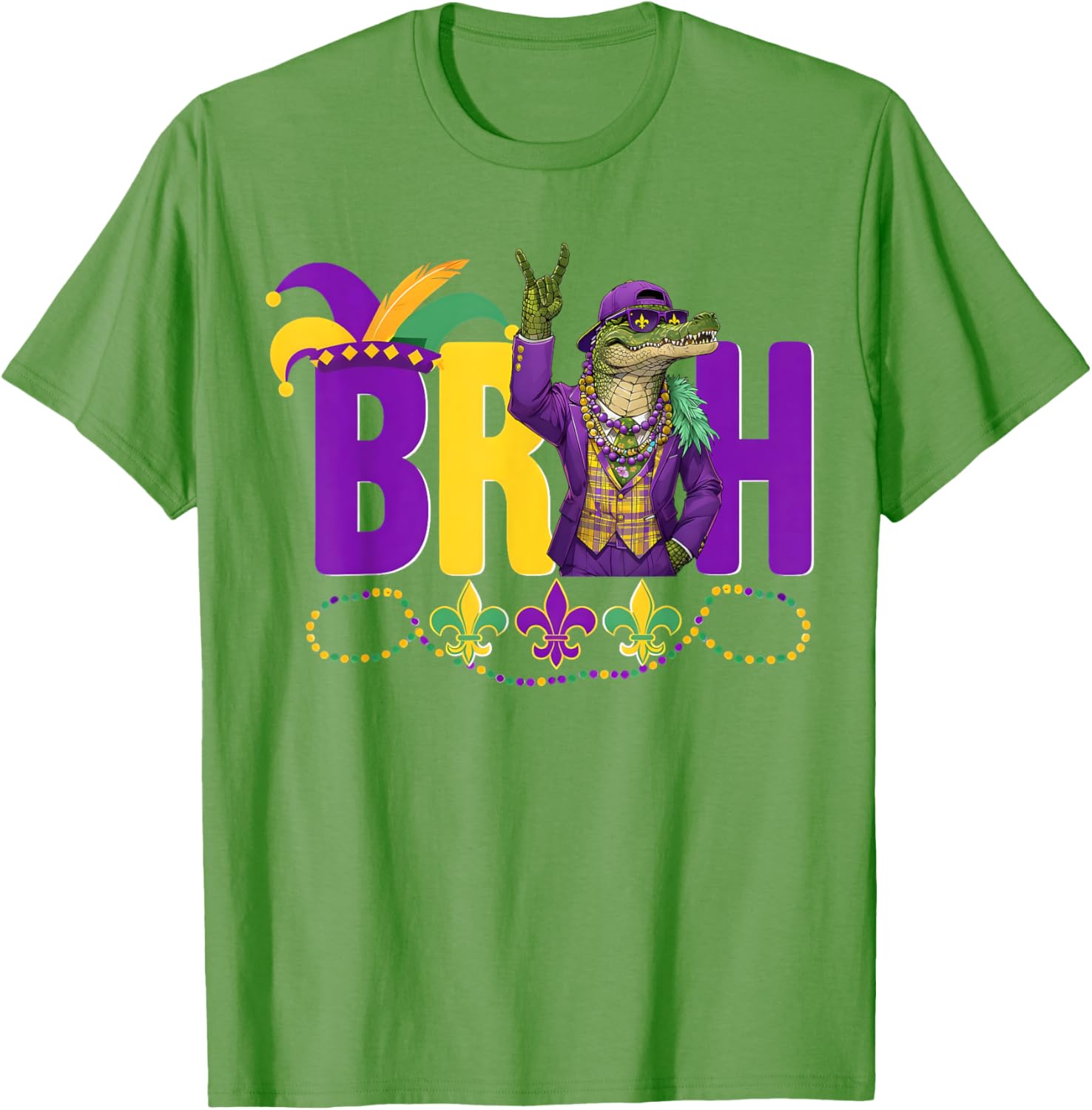 Bruh Mardi Gras Alligator Funny Meme T-Shirt for Boys and Teens - 13