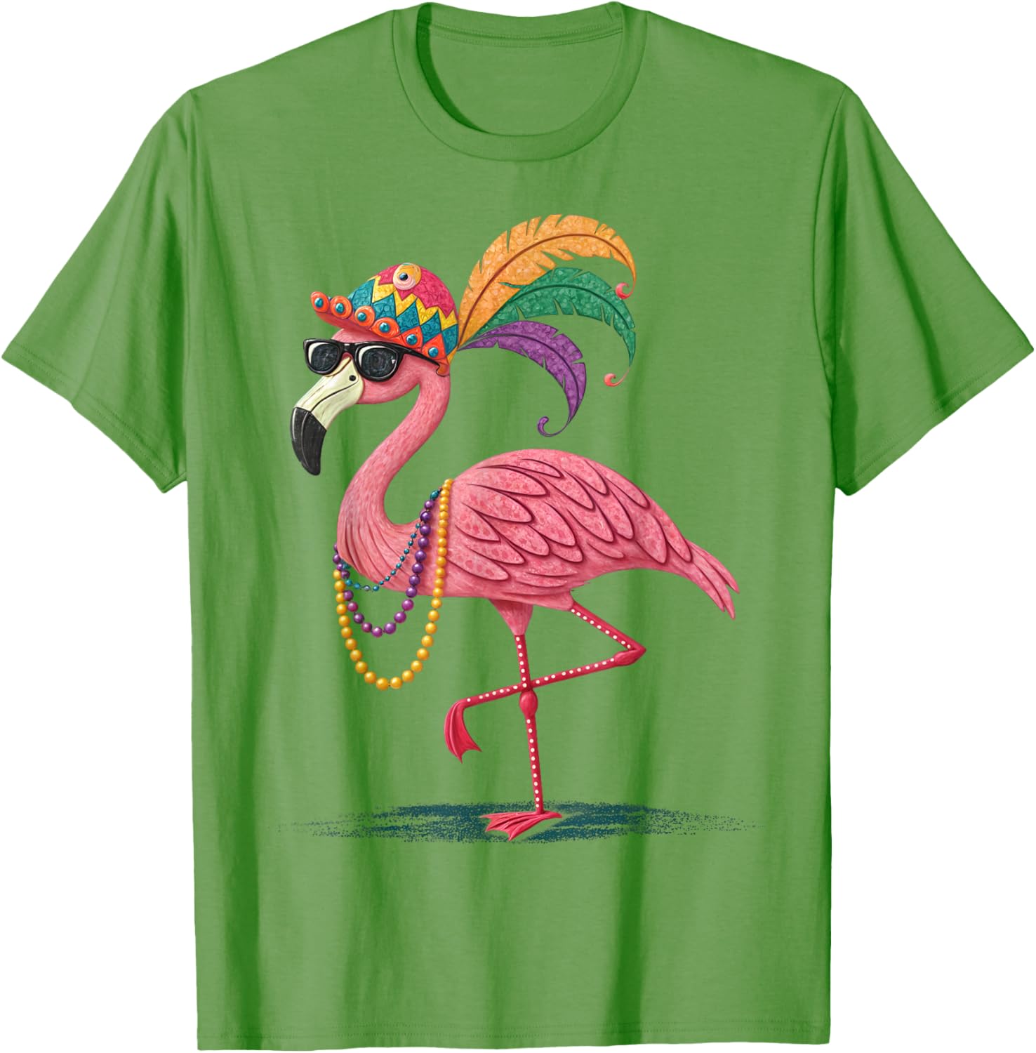 Funny Mardi Gras Flamingo Carnival Party T-Shirt for Fun Celebrations - 2