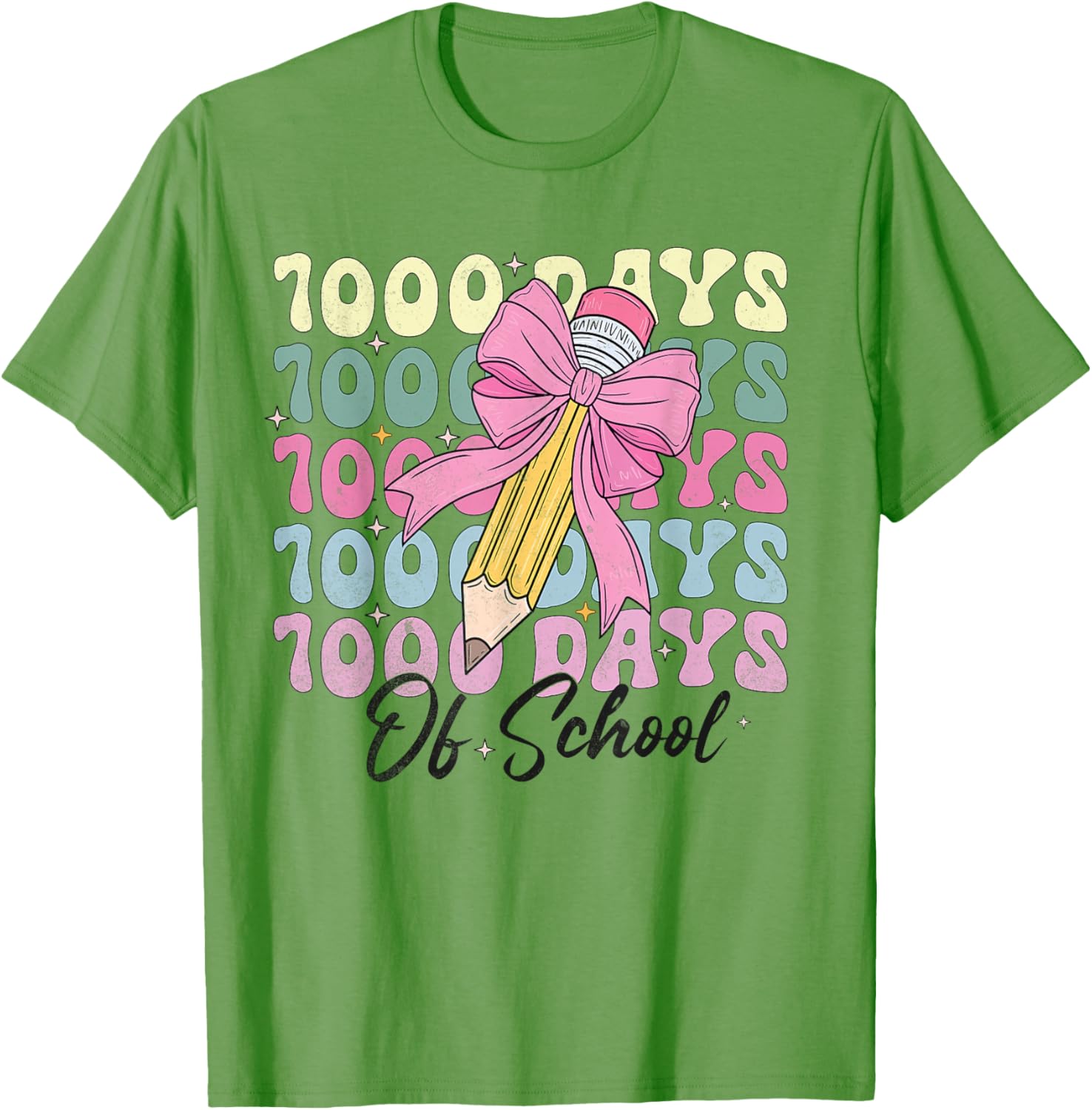 1000 Days of School Girls Coquette Bow T-Shirt for Celebration Fun - 5