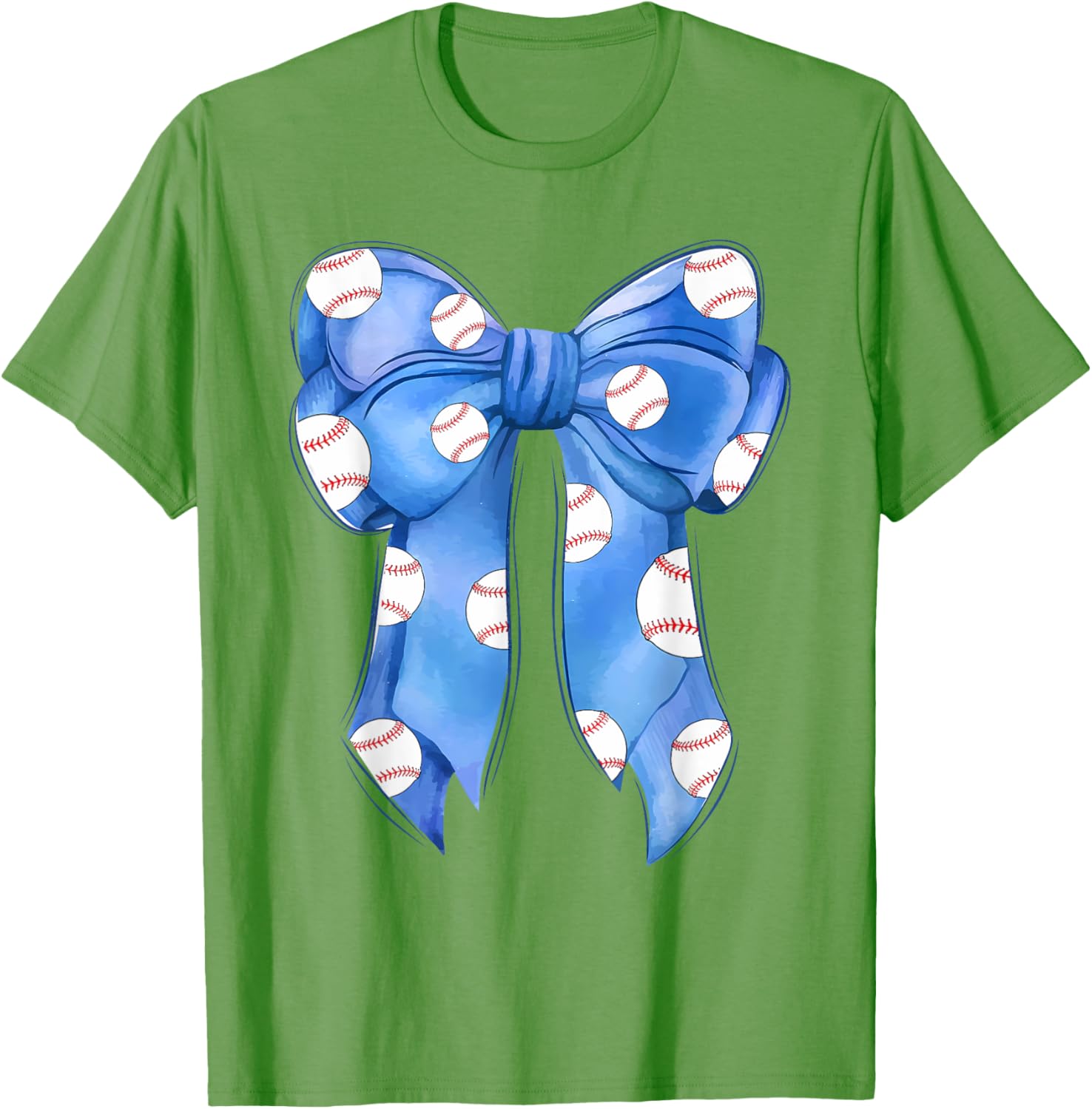 Funny Baseball Blue Team T-Shirt with Coquette Bow for Fans and Players - 10