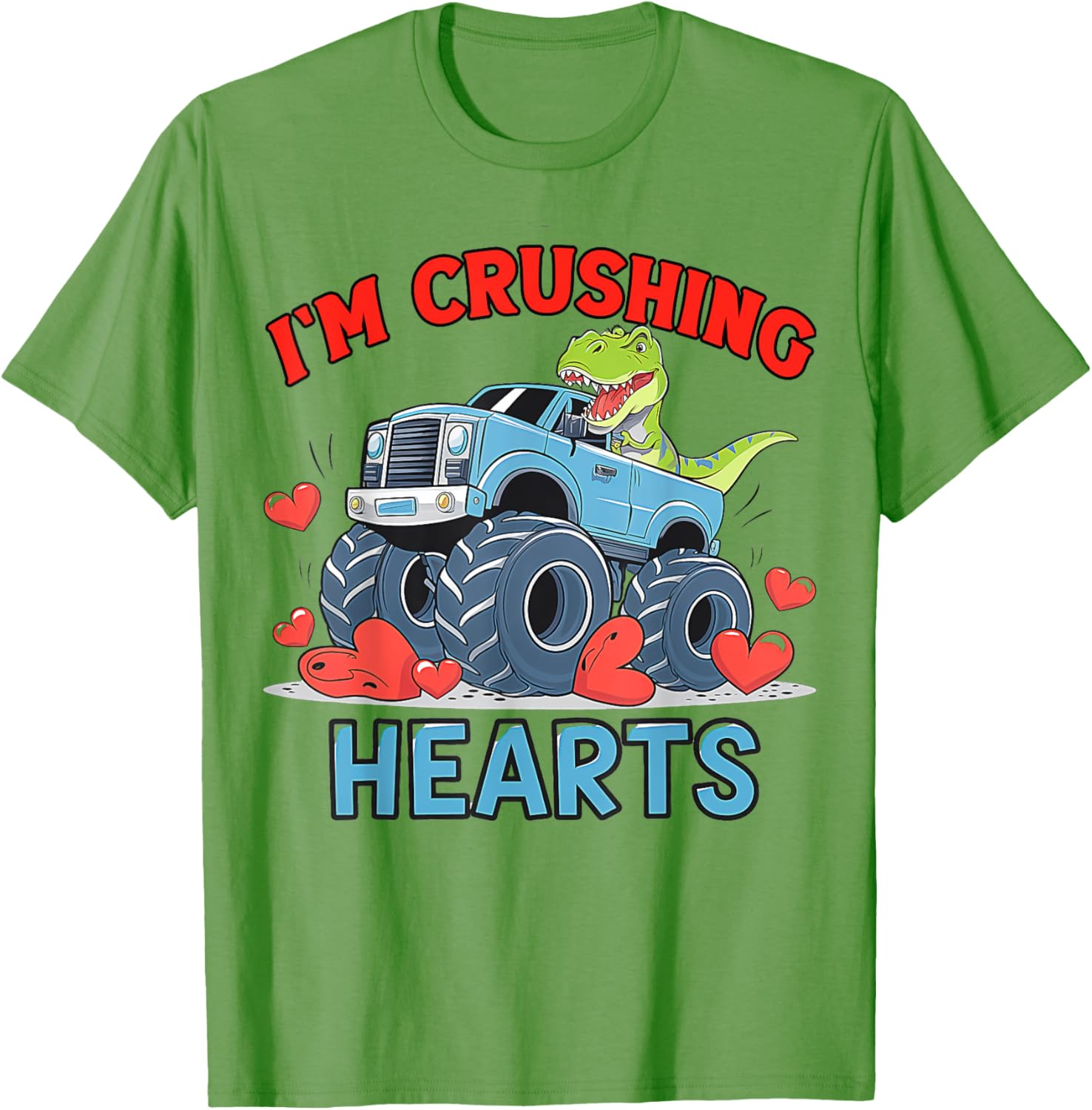 Hearts Crusher Monster Truck Valentine's Day T-Shirt for Kids and Adults - 24