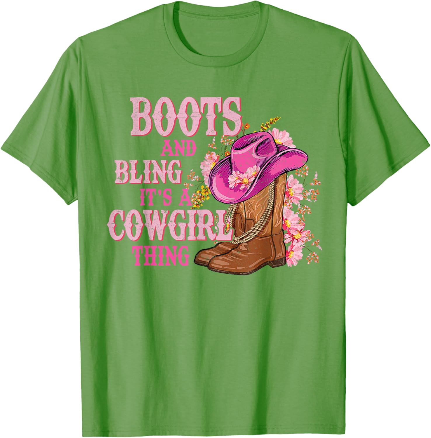 Cowgirl Style Boots and Bling Rodeo Love T-Shirt for Country Girls - 15