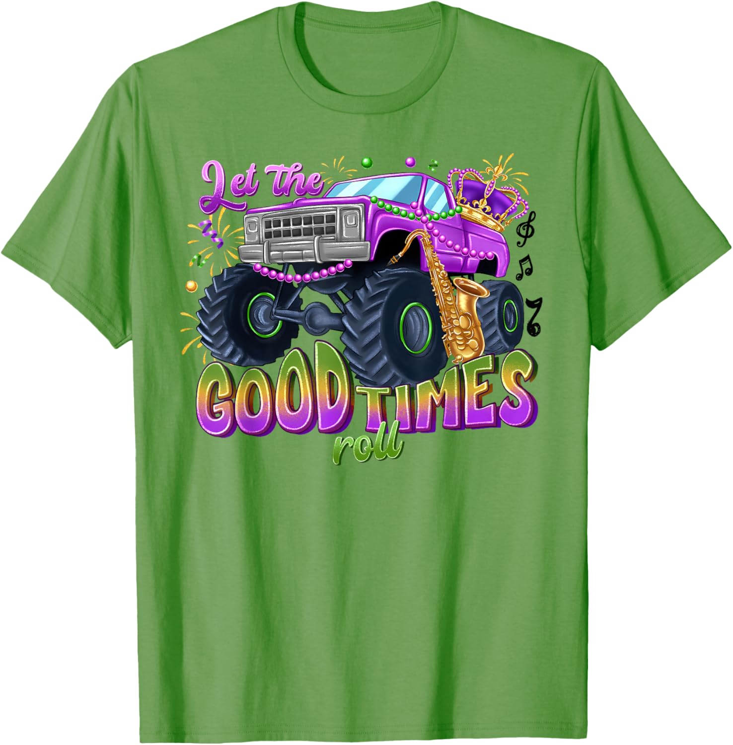 Mardi Gras Monster Truck T-Shirt for Kids Let the Good Times Roll - 1