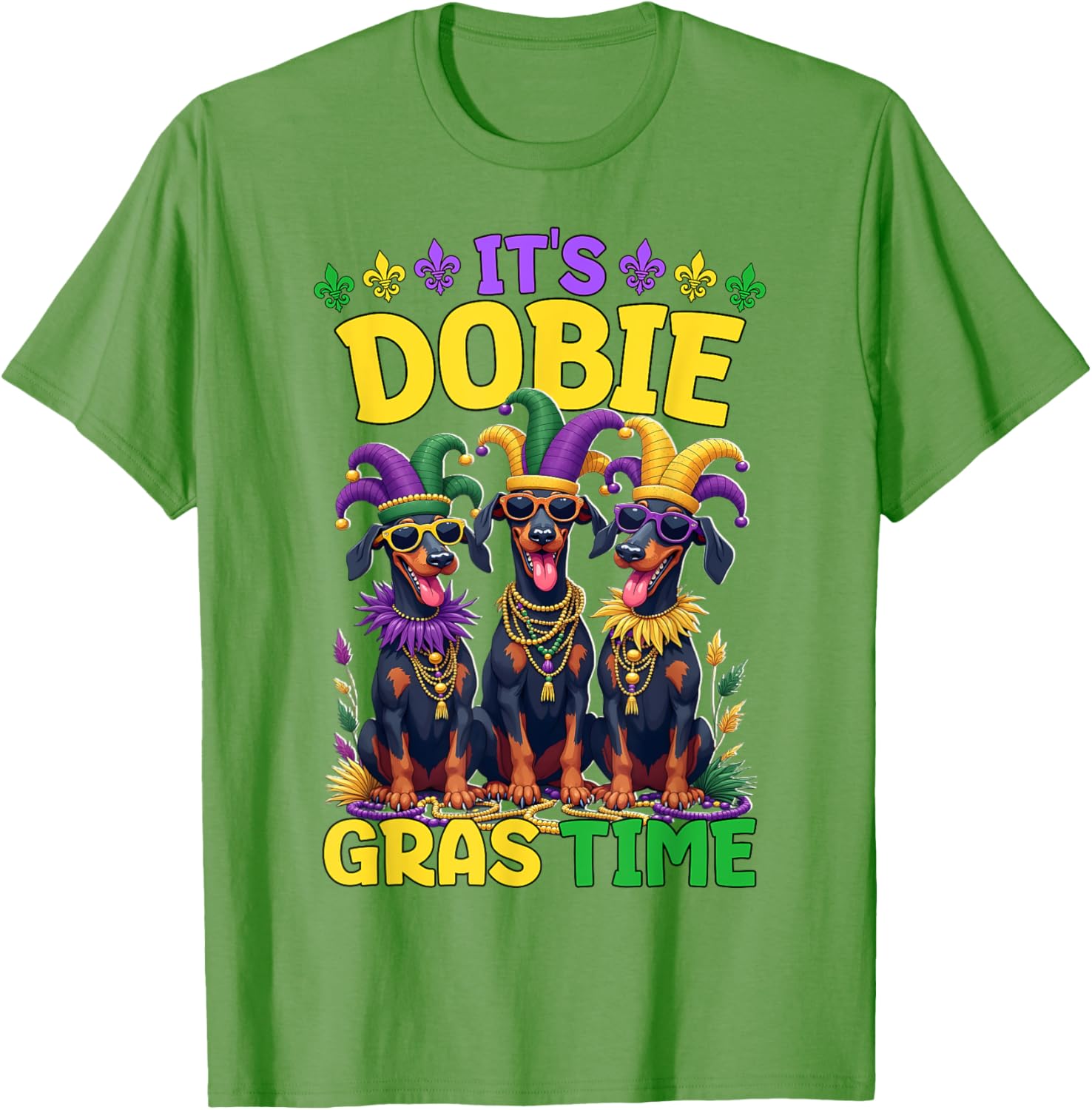 Mardi Gras Doberman T-Shirt Celebrating Carnival Festivities - 17
