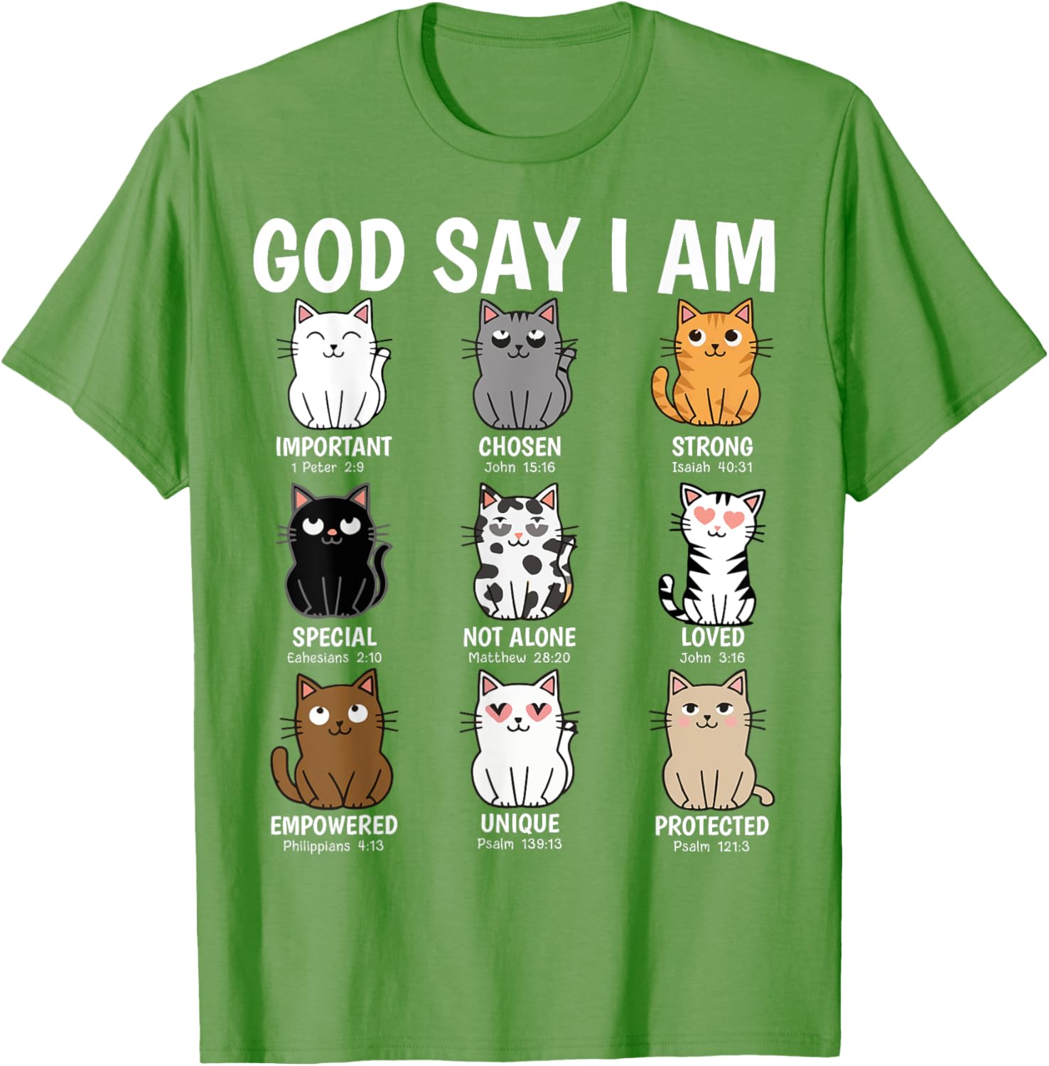 Funny Cats Bible Verse T-Shirt for Men Women Kids - Christian Cat Love - 16